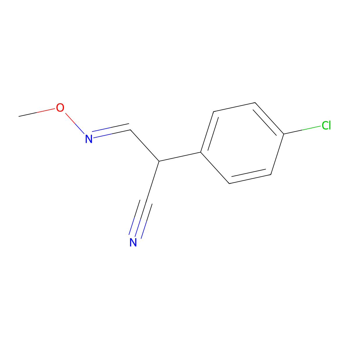 (3E)-2-(4-chlorophenyl)-3-(methoxyimino)propanenitrile molecular structure, CAS 1013061-60-3