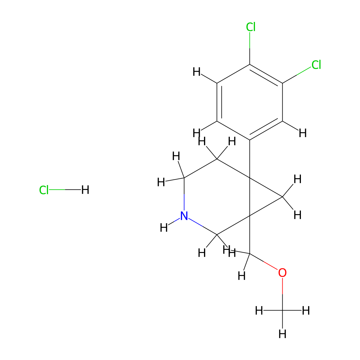 6-(3,4-Dichlorophenyl)-1-(methoxymethyl)-3-azabicyclo[4.1.0]heptane hydrochloride molecular structure, CAS 1013098-03-7