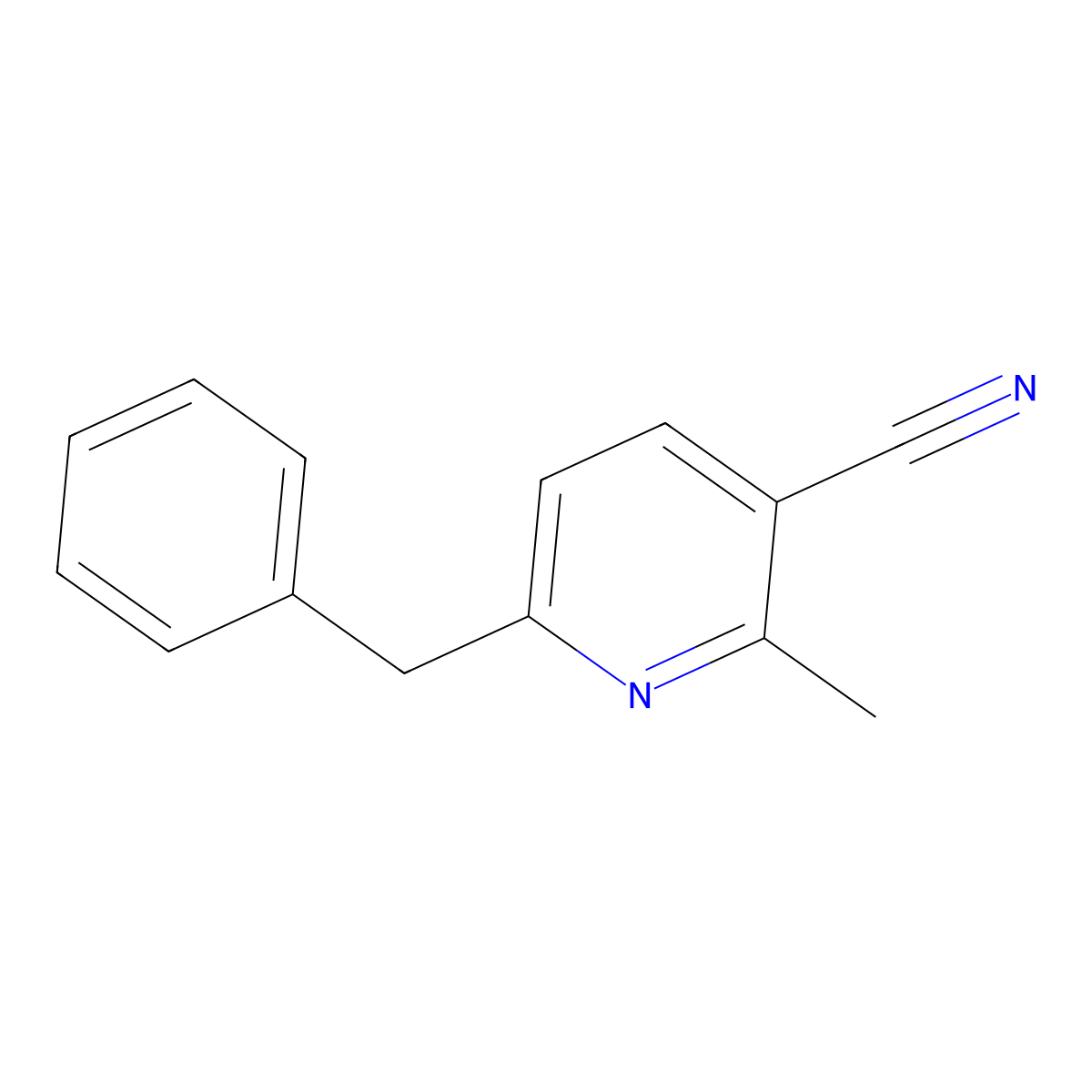 6-Benzyl-2-methylnicotinonitrile molecular structure, CAS 10131-61-0