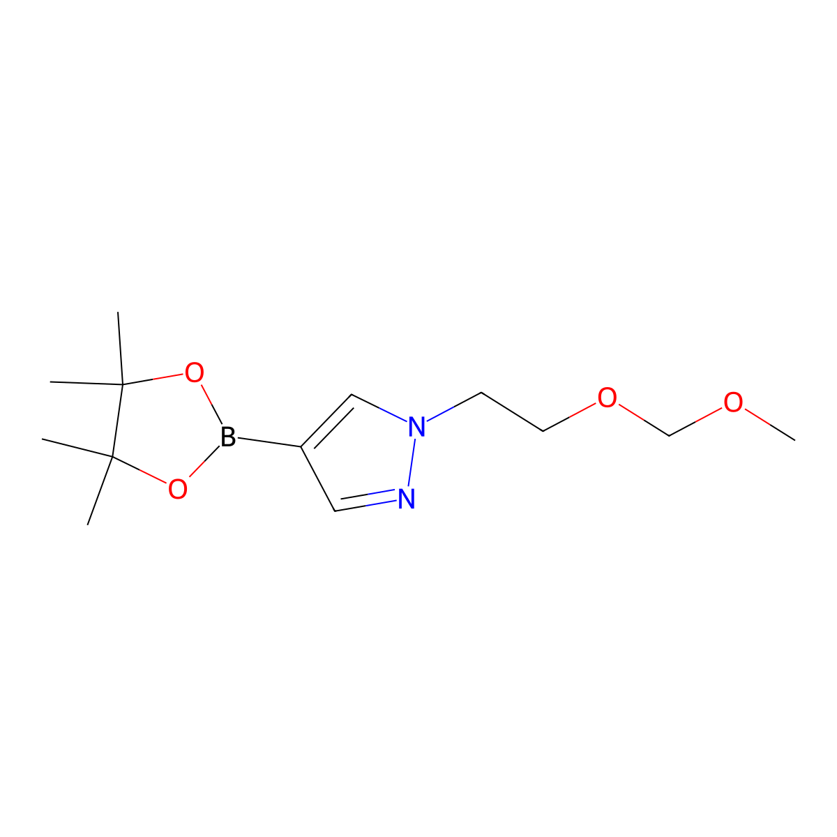 1-(2-(methoxymethoxy)ethyl)-4-(4,4,5,5-tetramethyl-1,3,2-dioxaborolan-2-yl)-1H-pyrazole molecular structure, CAS 1013101-73-9