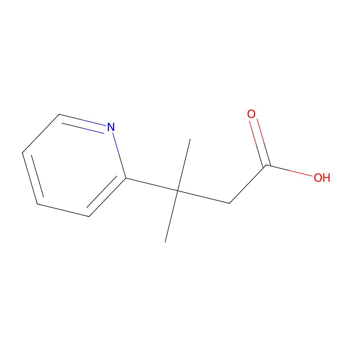 3-Methyl-3-(pyridin-2-yl)butanoic acid molecular structure, CAS 1013116-31-8