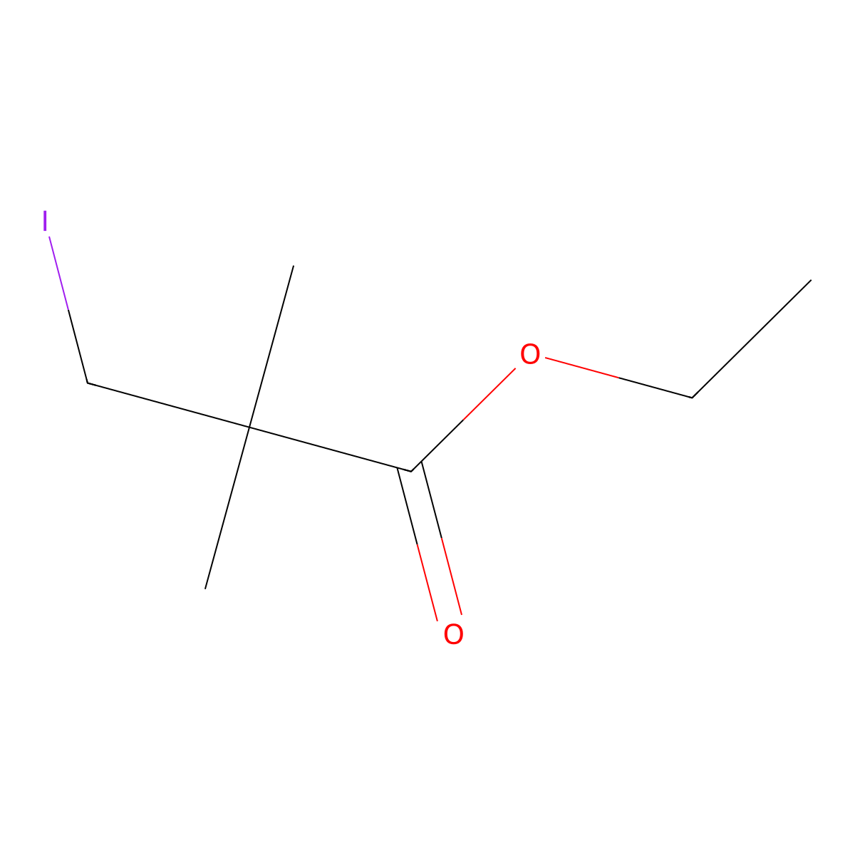 Ethyl 3-iodo-2,2-dimethylpropanoate molecular structure, CAS 1013116-55-6
