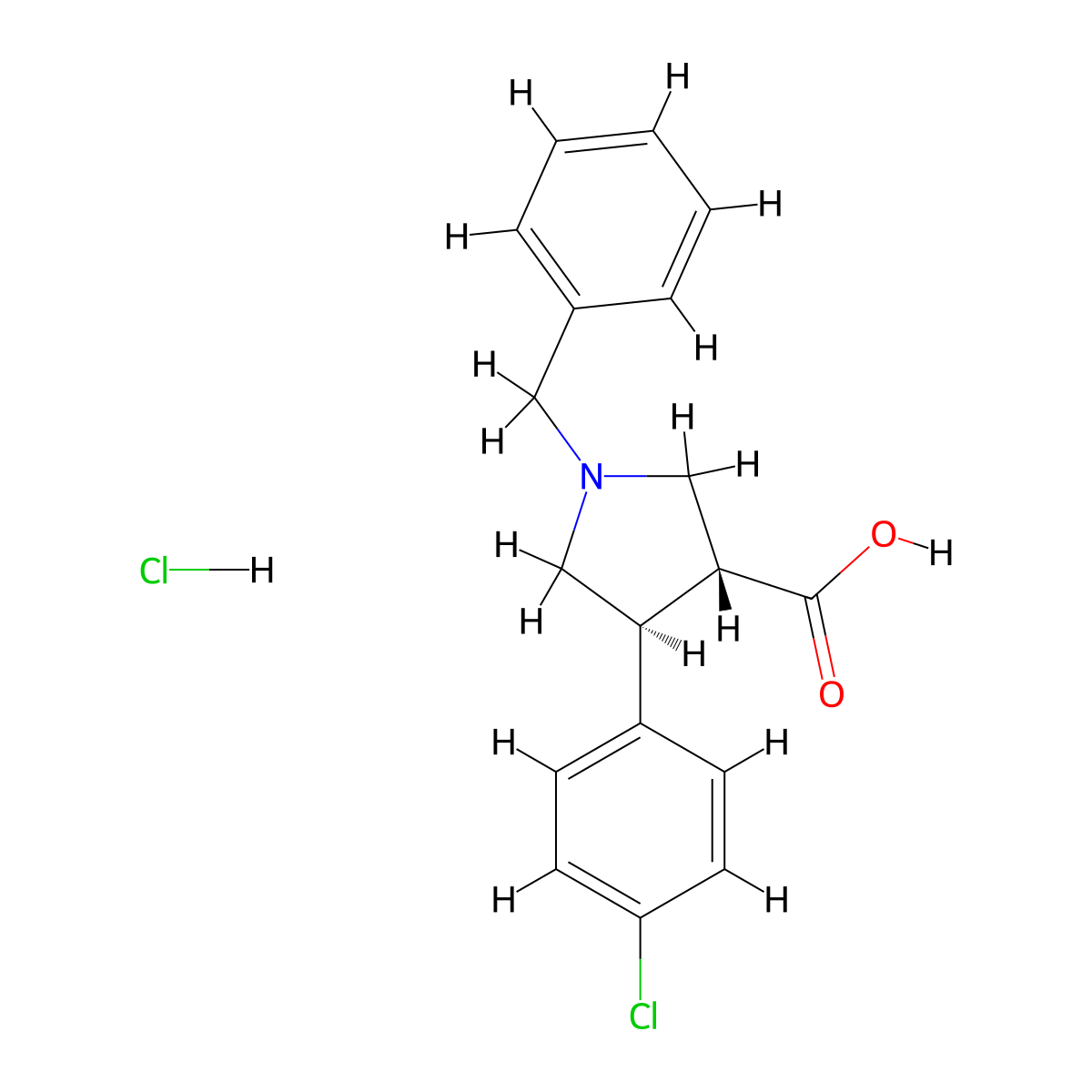 trans-1-Benzyl-4-(4-chlorophenyl)pyrrolidine-3-carboxylic acid hydrochloride molecular structure, CAS 1013117-42-4