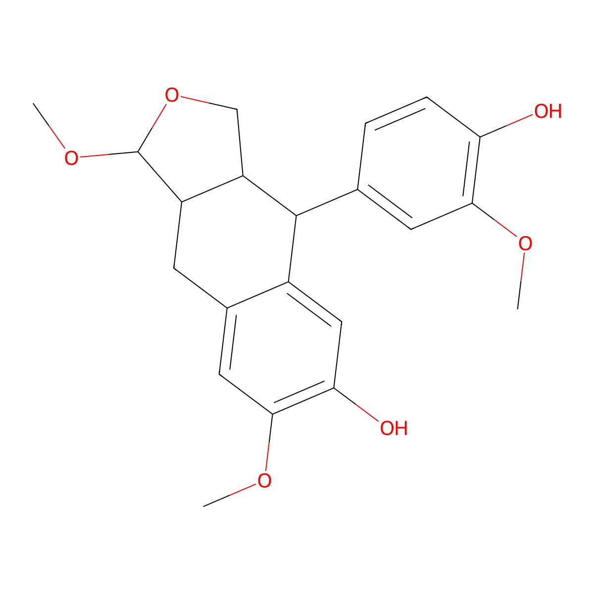 (1S,3aR,4S,9aR)-1,3,3a,4,9,9a-Hexahydro-4-(4-hydroxy-3-methoxyphenyl)-1,7-dimethoxynaphtho[2,3-c]furan-6-ol; Formosanol molecular structure, CAS 101312-79-2