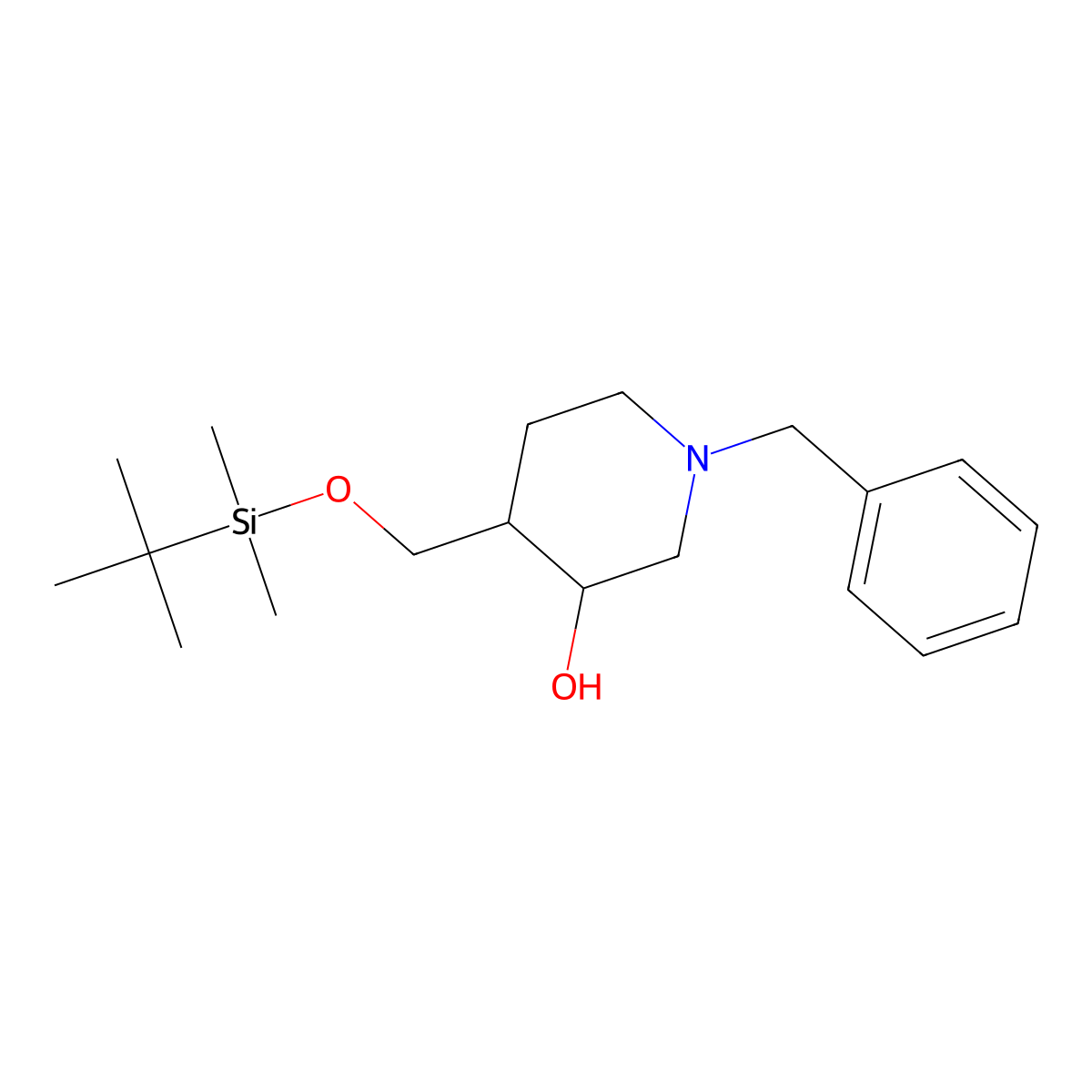 trans-1-Benzyl-4-[[tert-butyl(dimethyl)silyl]oxymethyl]piperidin-3-ol molecular structure, CAS 1013333-18-0