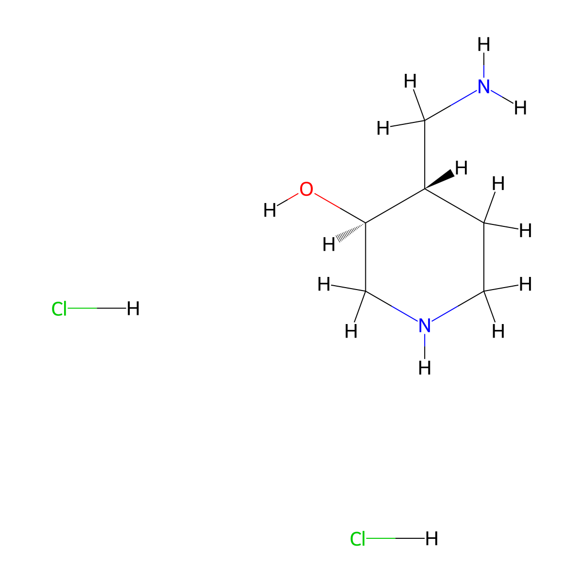 trans-4-(Aminomethyl)piperidin-3-ol dihydrochloride molecular structure, CAS 1013333-23-7