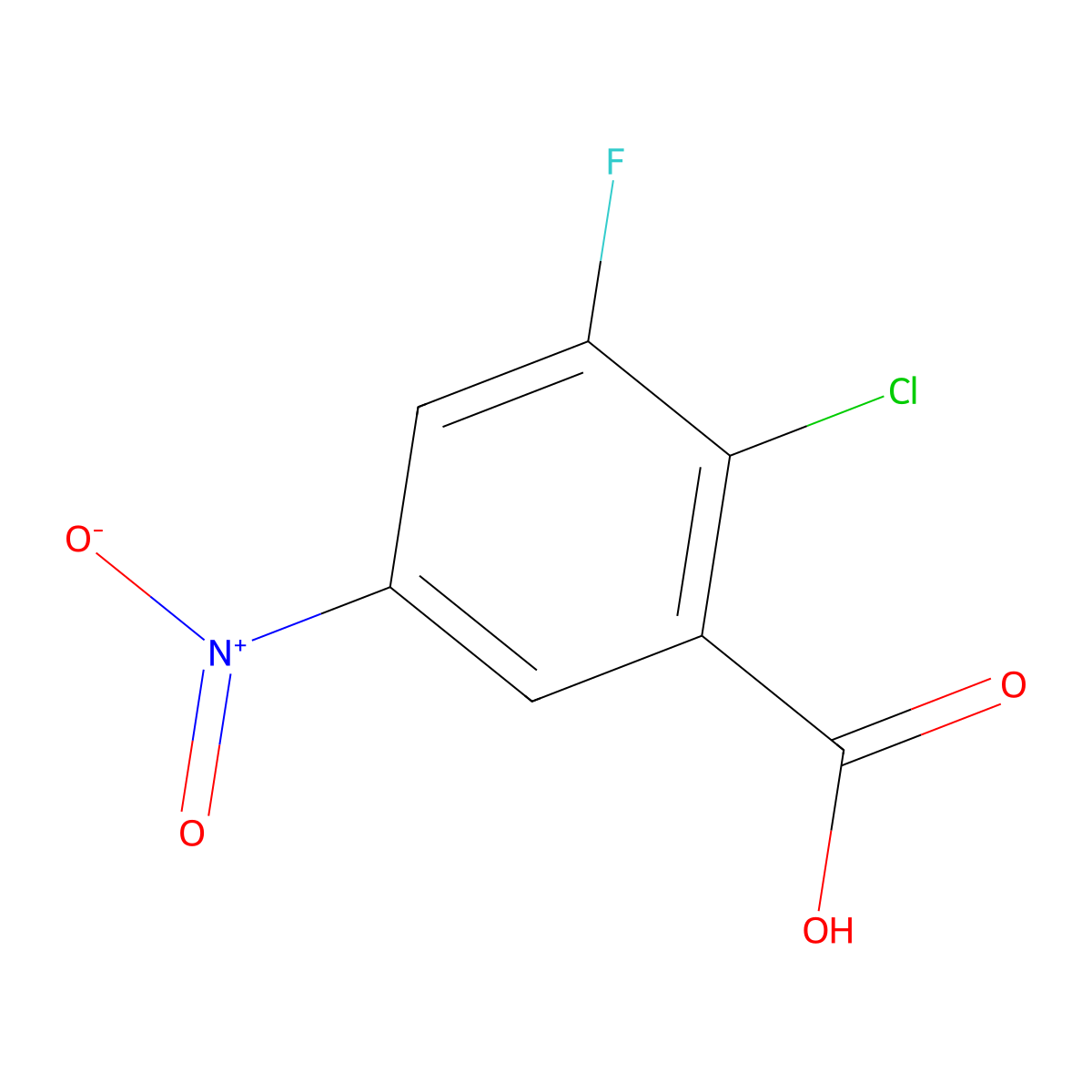 2-Chloro-3-fluoro-5-nitrobenzoic acid molecular structure, CAS 101336-15-6