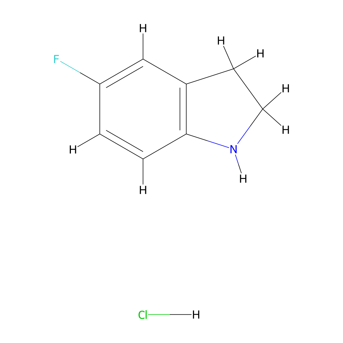 5-Fluoroindoline hydrochloride molecular structure, CAS 1013398-57-6