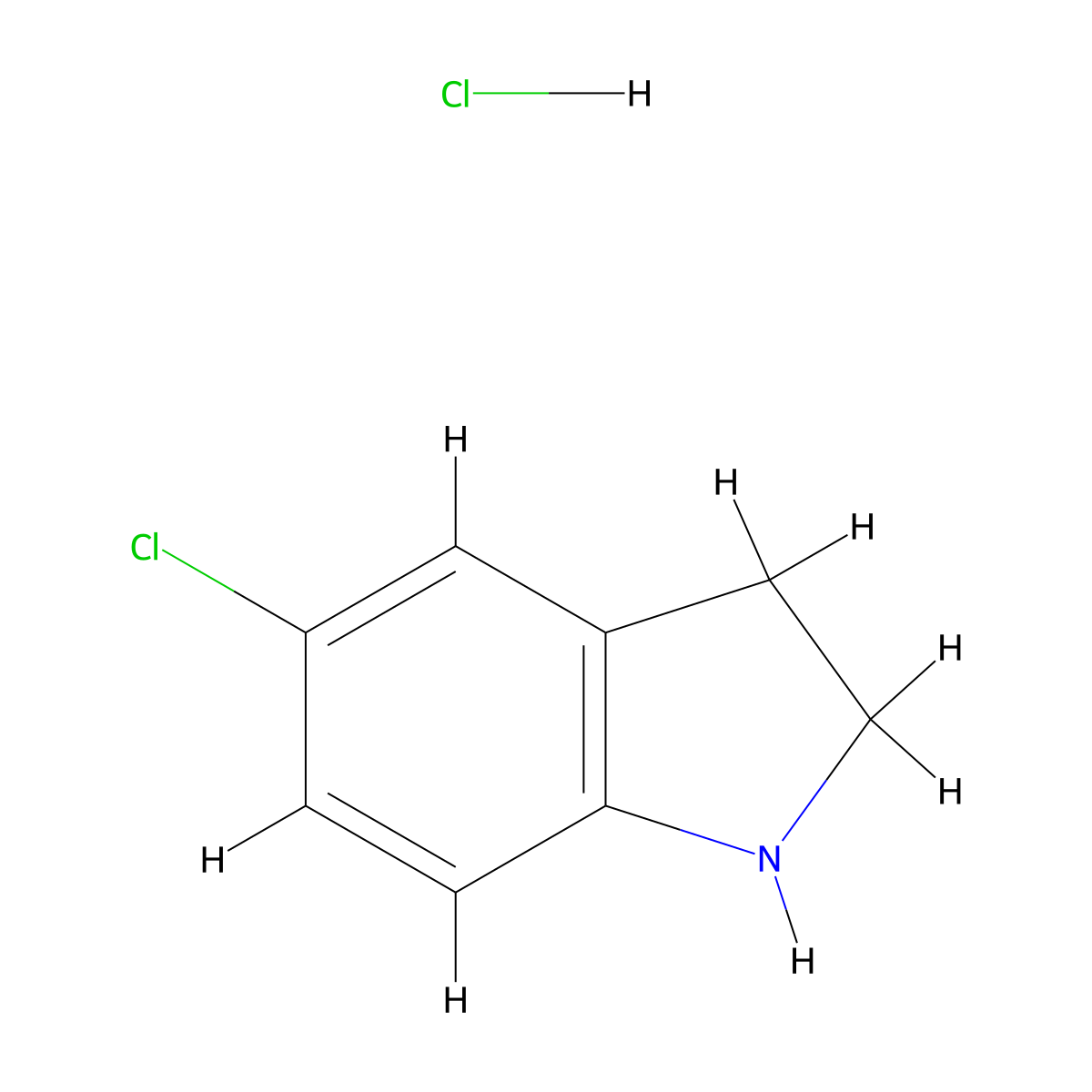 5-chloro-2,3-dihydro-1H-indole hydrochloride molecular structure, CAS 1013398-58-7