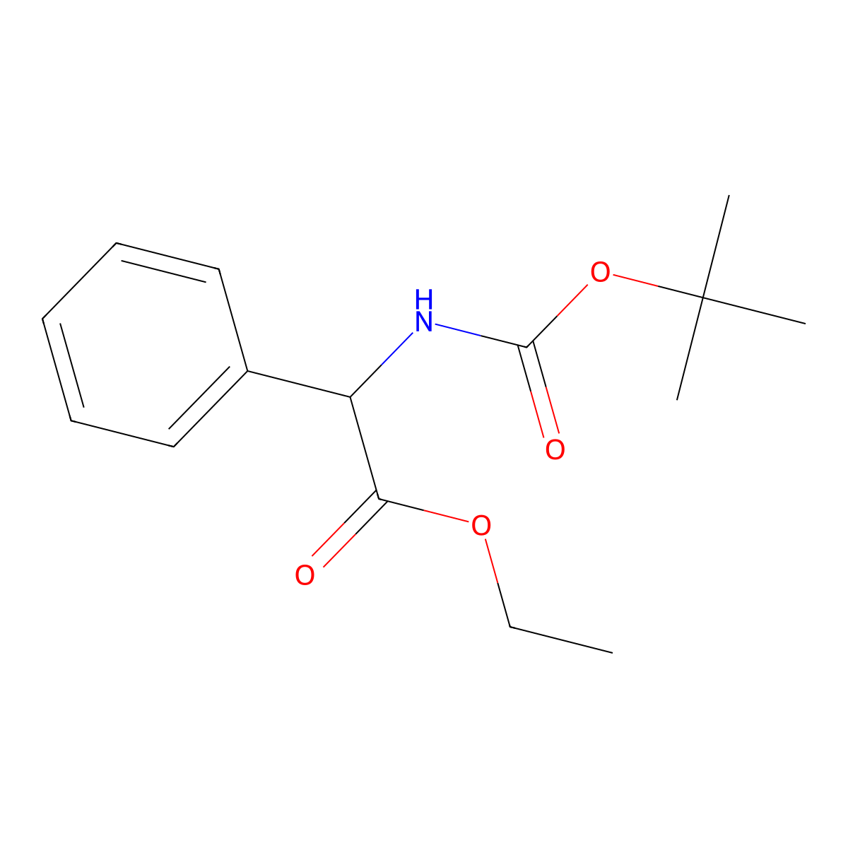 Ethyl 2-(t-butoxycarbonyl)amino-2-phenylacetate molecular structure, CAS 1013421-98-1