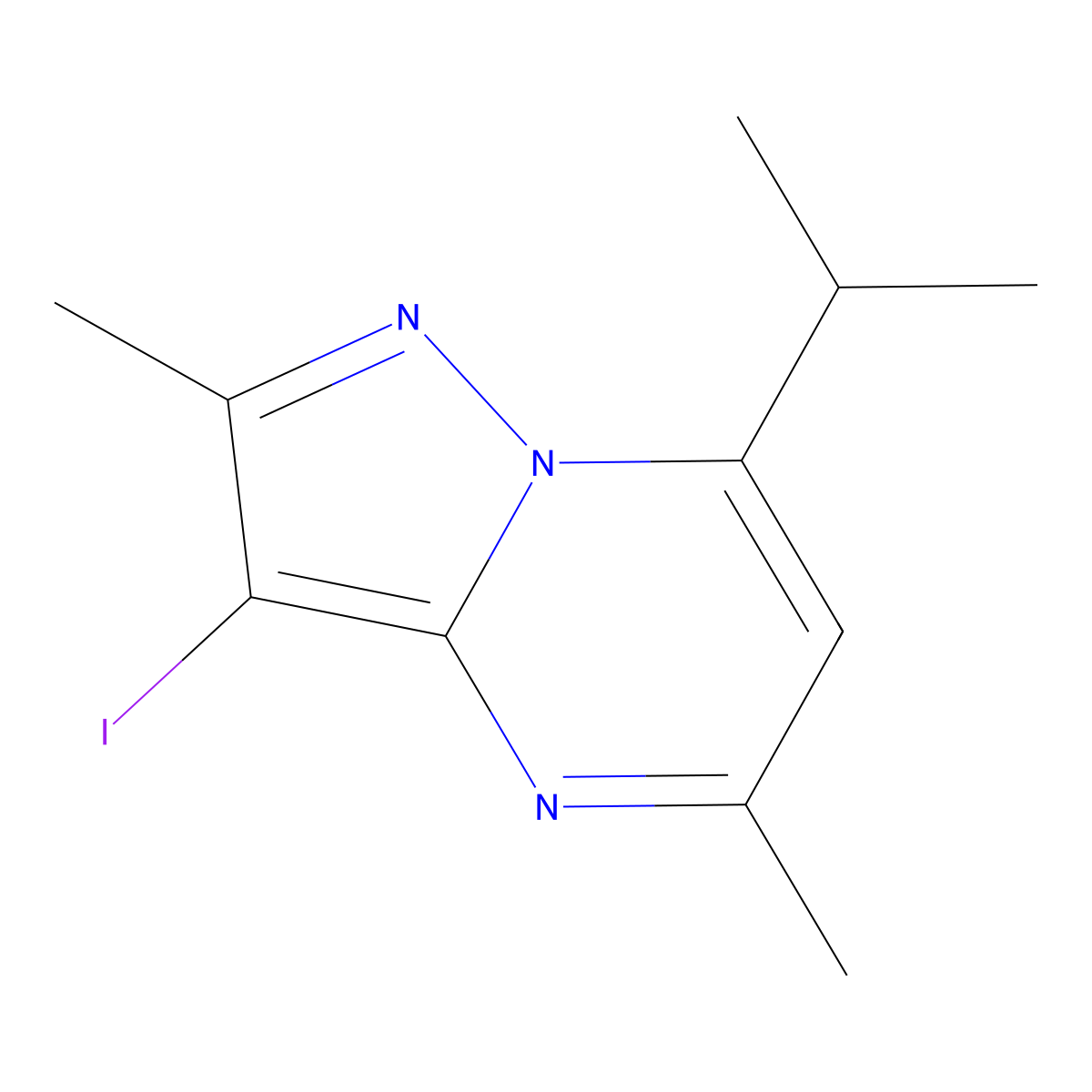 3-Iodo-2,5-dimethyl-7-(propan-2-YL)pyrazolo[1,5-A]pyrimidine molecular structure, CAS 1013427-06-9