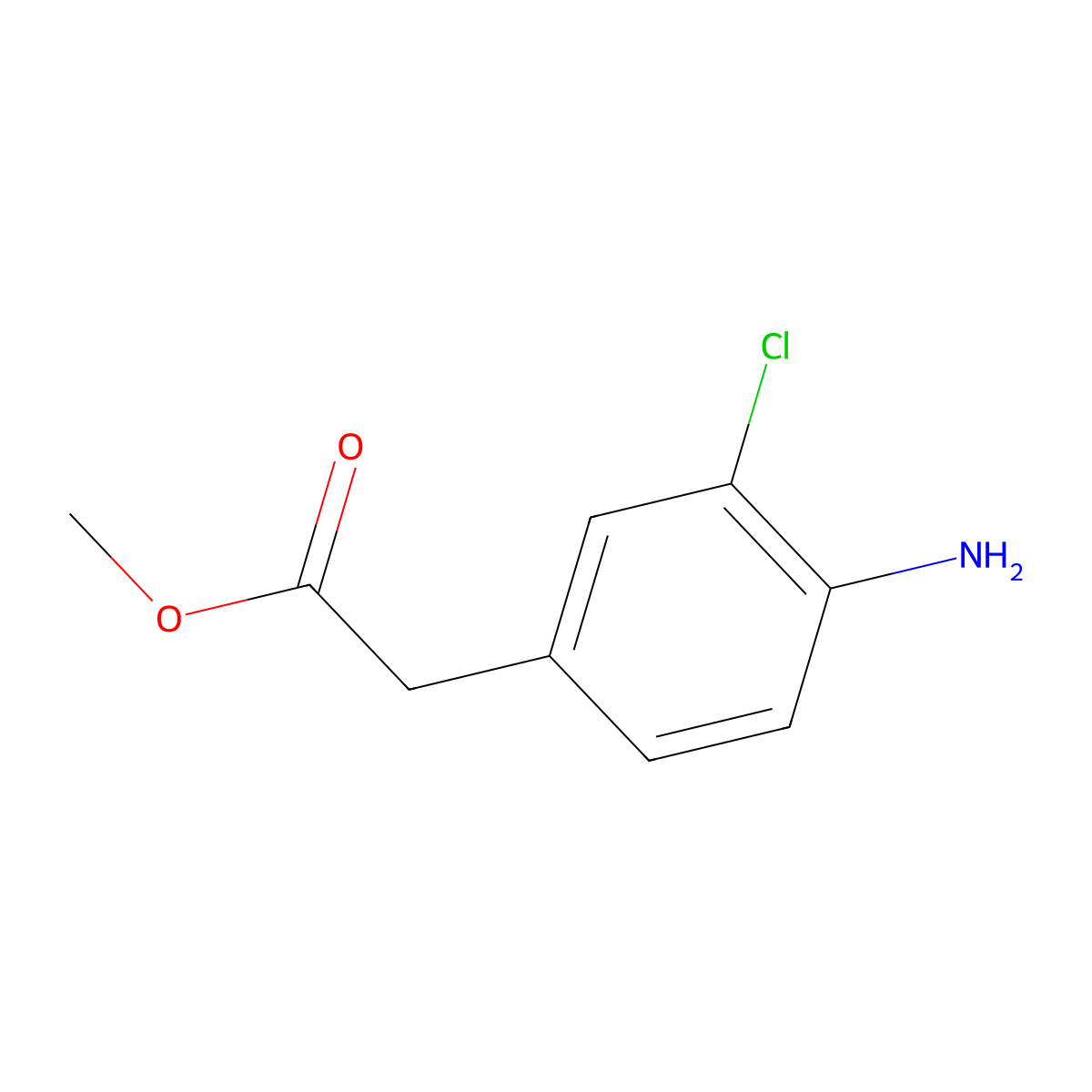 Methyl 2-(4-amino-3-chlorophenyl)acetate molecular structure, CAS 101349-30-8