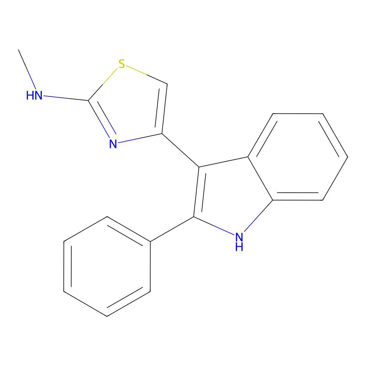 N-methyl-4-(2-phenyl-1H-indol-3-yl)-1,3-thiazol-2-amine molecular structure, CAS 1013553-94-0