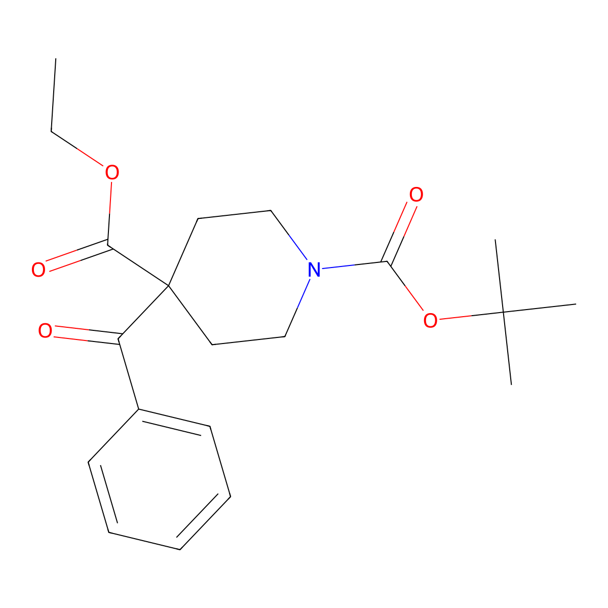 1-Tert-butyl 4-ethyl 4-benzoylpiperidine-1,4-dicarboxylate molecular structure, CAS 1013624-41-3