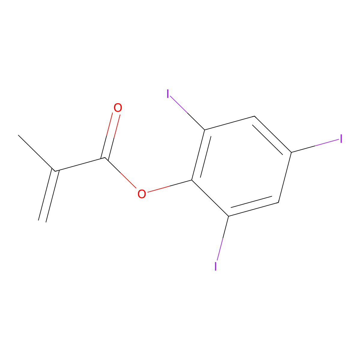 2-Propenoic acid, 2-methyl-, 2,4,6-triiodophenyl ester molecular structure, CAS 101364-80-1