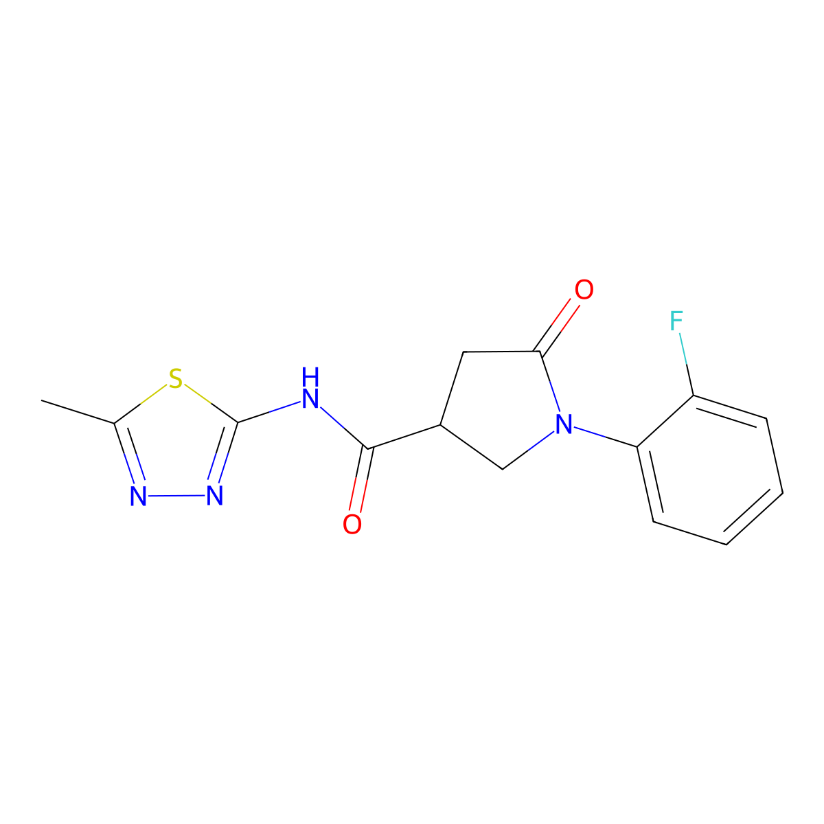 1-(2-fluorophenyl)-N-(5-methyl-1,3,4-thiadiazol-2-yl)-5-oxopyrrolidine-3-carboxamide molecular structure, CAS 1013715-51-9