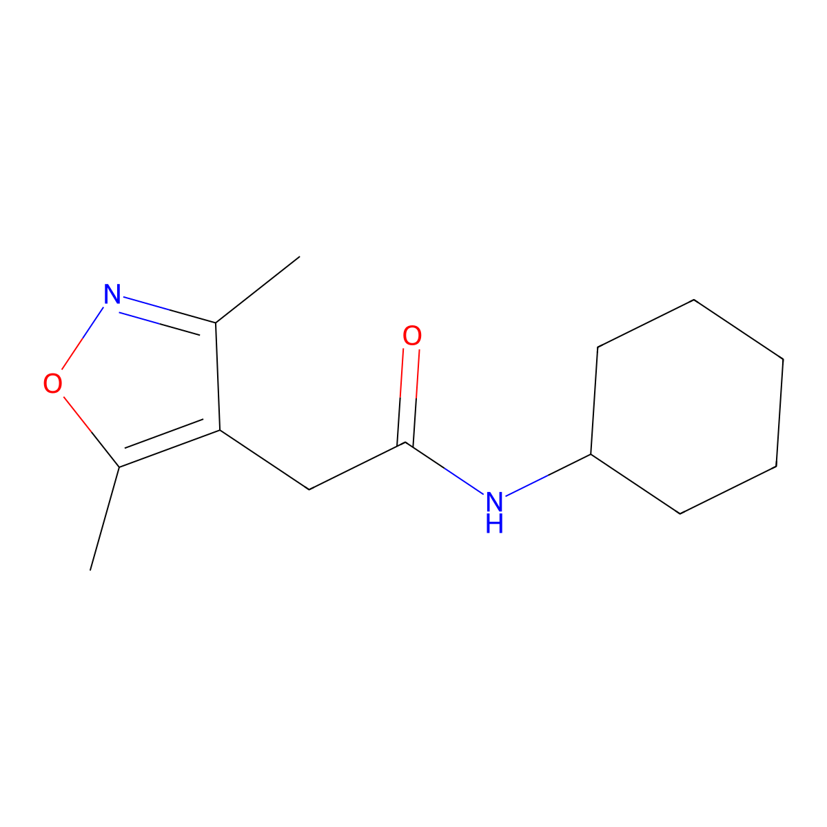 N-cyclohexyl-2-(3,5-dimethyl-1,2-oxazol-4-yl)acetamide molecular structure, CAS 1013720-22-3