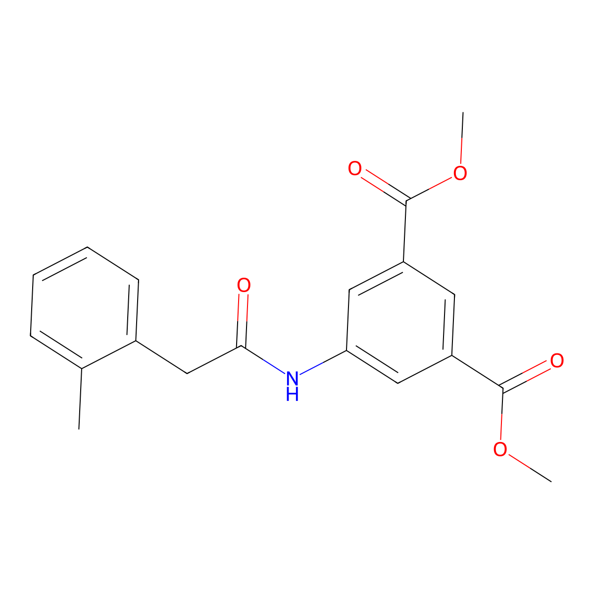 Dimethyl 5-{[(2-methylphenyl)acetyl]amino}isophthalate molecular structure, CAS 1013744-93-8