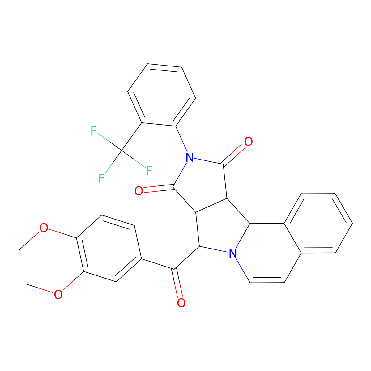 (11S,12R,16S)-11-(3,4-dimethoxybenzoyl)-14-[2-(trifluoromethyl)phenyl]-10,14-diazatetracyclo[8.6.0.02,7.012,16]hexadeca-2,4,6,8-tetraene-13,15-dione molecular structure, CAS 1013748-90-7