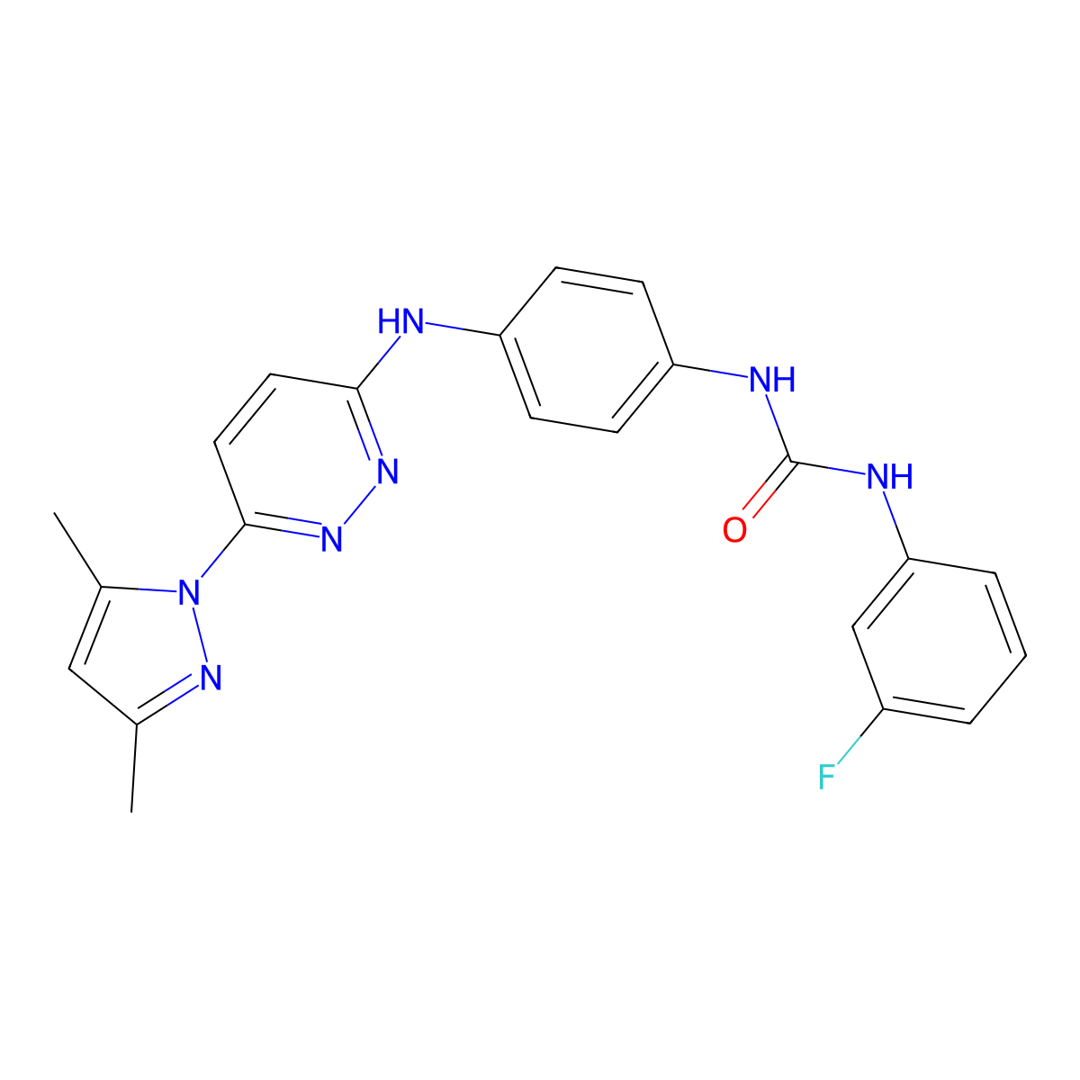 1-(4-((6-(3,5-dimethyl-1H-pyrazol-1-yl)pyridazin-3-yl)amino)phenyl)-3-(3-fluorophenyl)urea molecular structure, CAS 1013749-37-5
