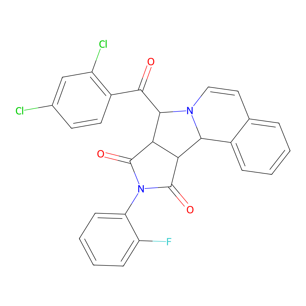 (11S,12R,16S)-11-(2,4-dichlorobenzoyl)-14-(2-fluorophenyl)-10,14-diazatetracyclo[8.6.0.02,7.012,16]hexadeca-2,4,6,8-tetraene-13,15-dione molecular structure, CAS 1013750-14-5