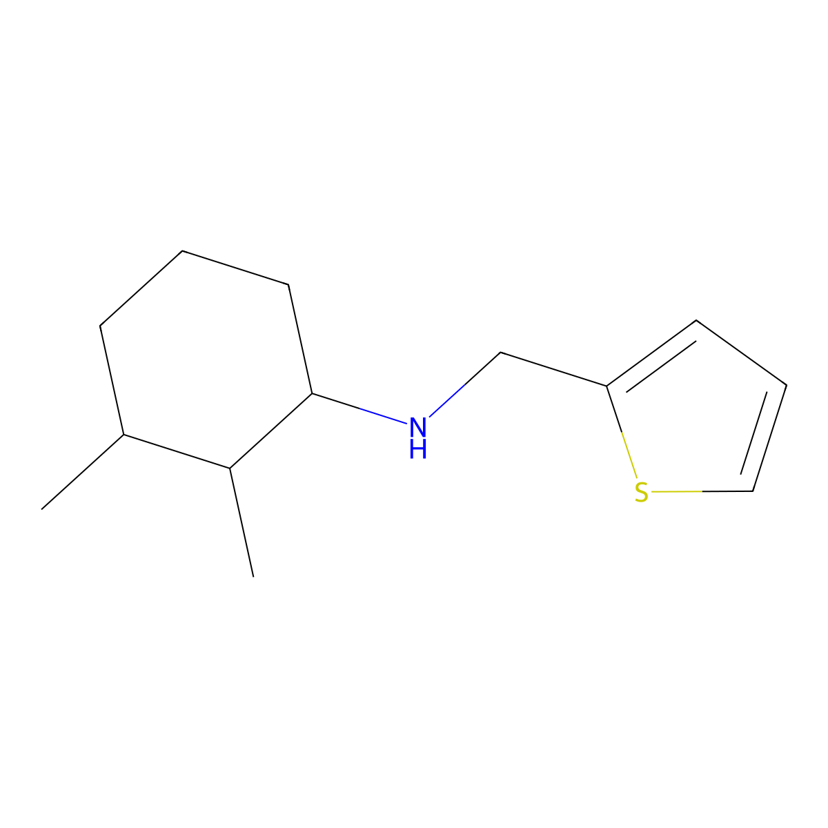 2,3-dimethyl-N-(thiophen-2-ylmethyl)cyclohexan-1-amine molecular structure, CAS 1013750-47-4