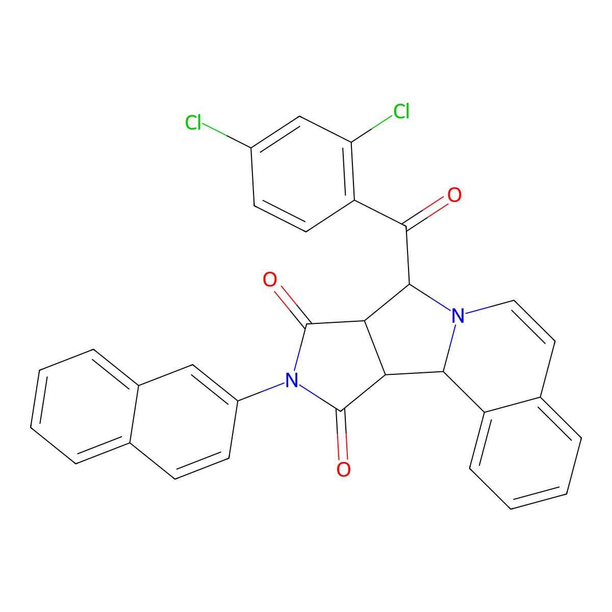 (11S,12R,16S)-11-(2,4-dichlorobenzoyl)-14-naphthalen-2-yl-10,14-diazatetracyclo[8.6.0.02,7.012,16]hexadeca-2,4,6,8-tetraene-13,15-dione molecular structure, CAS 1013751-01-3