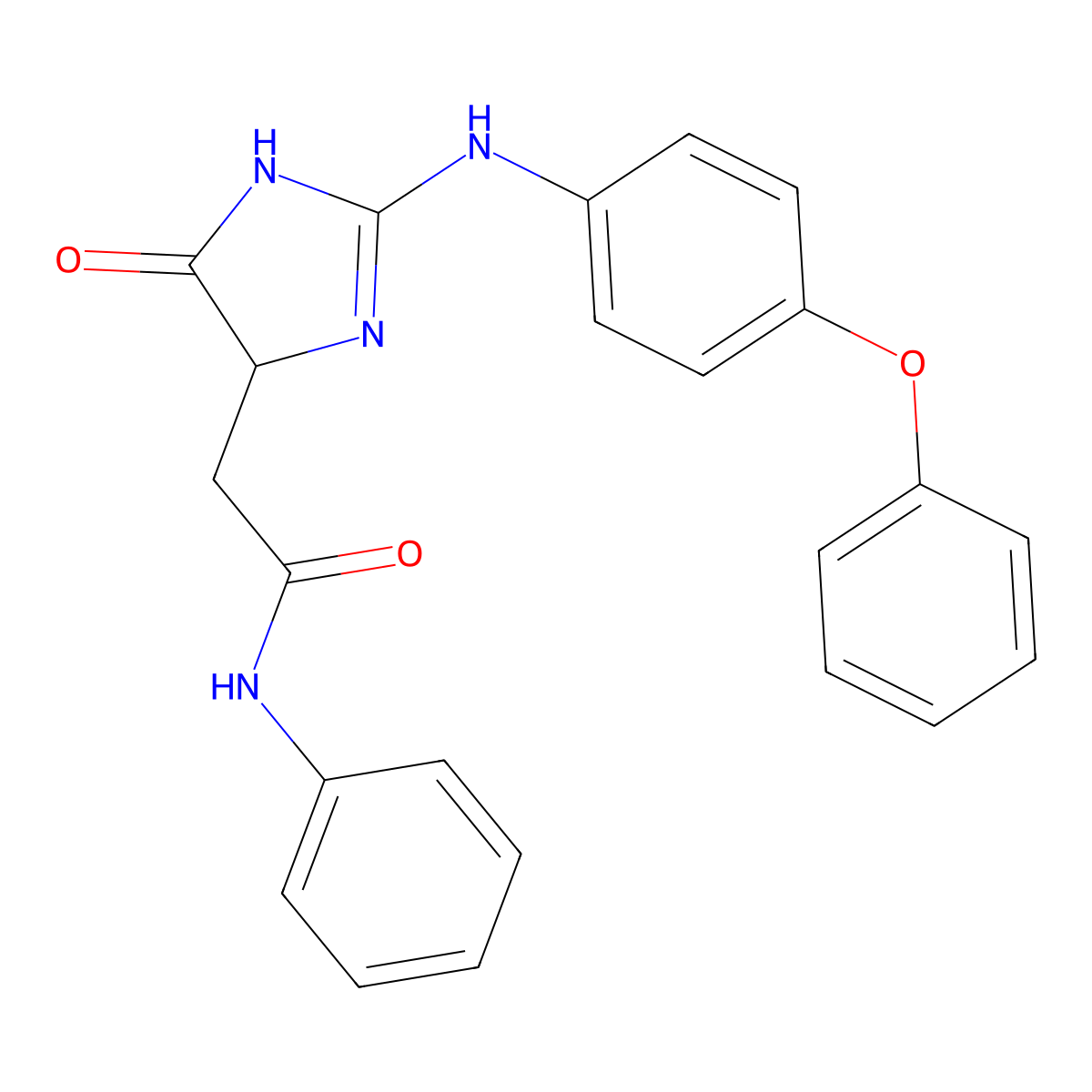 2-[4-oxo-2-(4-phenoxyanilino)-4,5-dihydro-1H-imidazol-5-yl]-N-phenylacetamide molecular structure, CAS 1013751-24-0