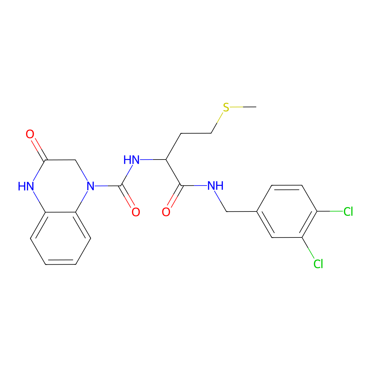 N-[(2S)-1-[(3,4-dichlorophenyl)methylamino]-4-methylsulfanyl-1-oxobutan-2-yl]-3-oxo-2,4-dihydroquinoxaline-1-carboxamide molecular structure, CAS 1013752-77-6