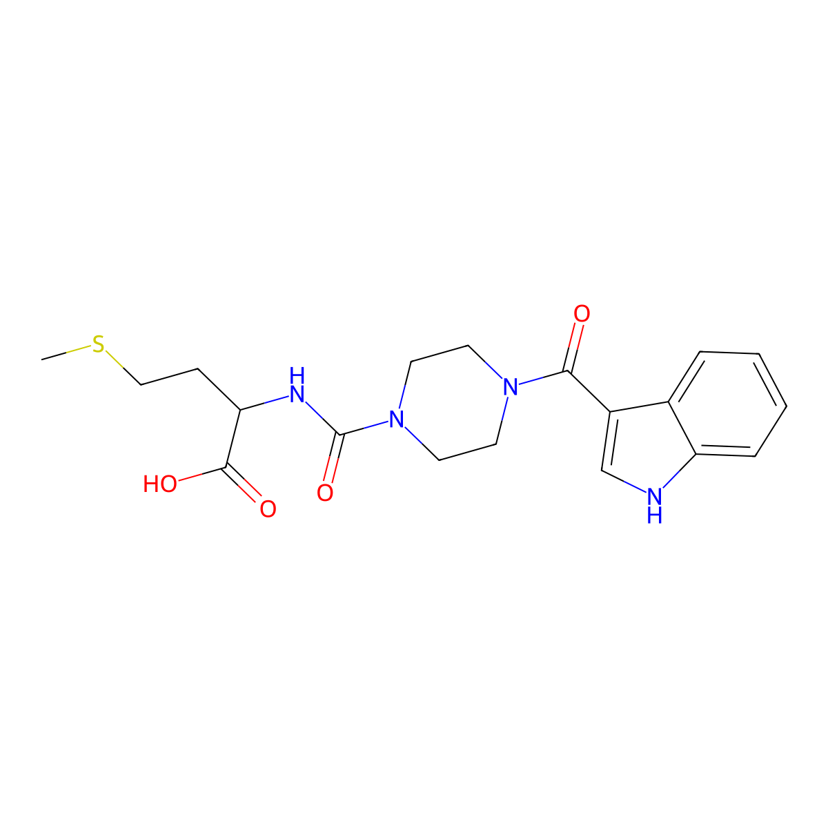 N-{[4-(1H-indol-3-ylcarbonyl)piperazin-1-yl]carbonyl}-L-methionine molecular structure, CAS 1013753-74-6