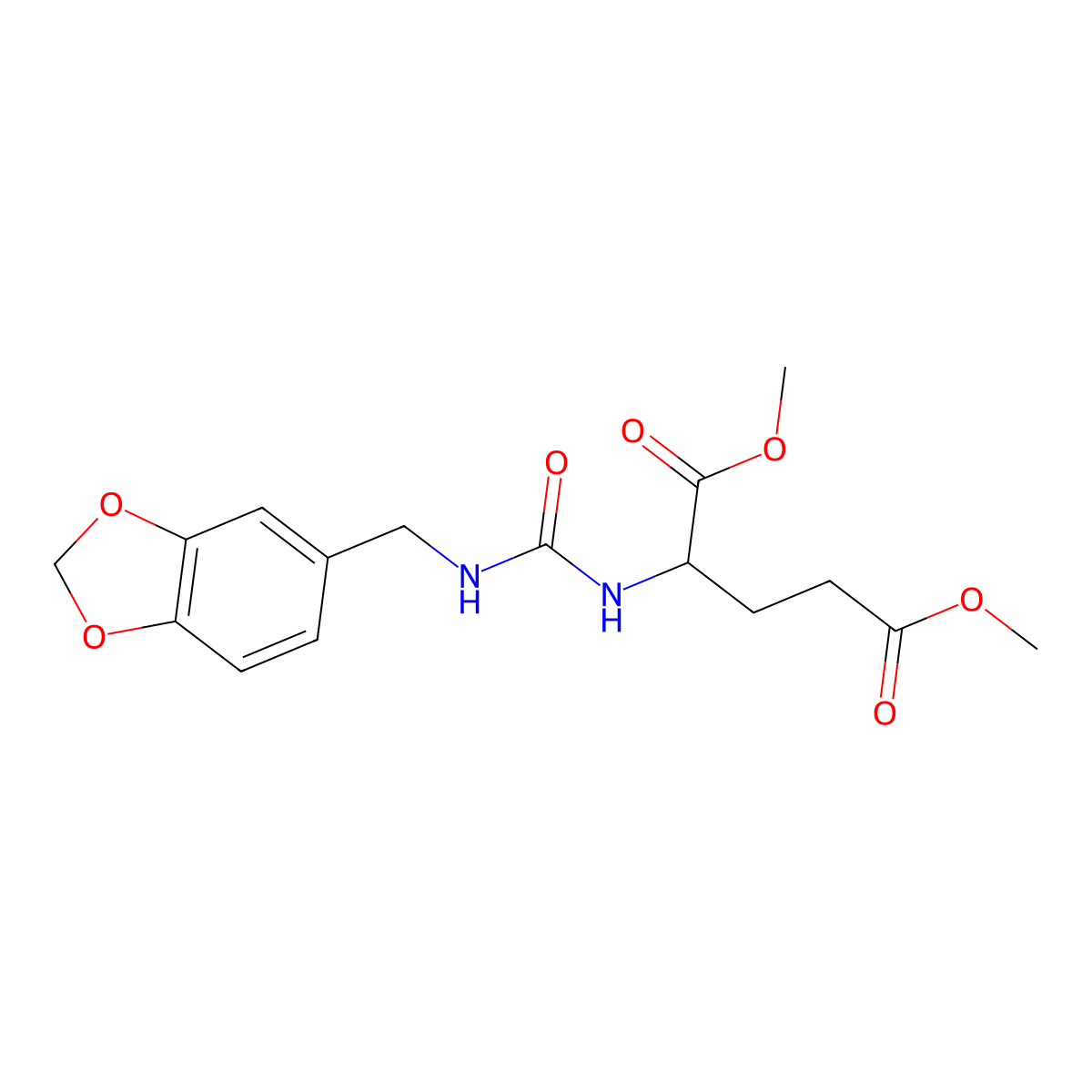 1,5-Dimethyl (2S)-2-({[(2H-1,3-benzodioxol-5-yl)methyl]carbamoyl}amino)pentanedioate molecular structure, CAS 1013753-93-9