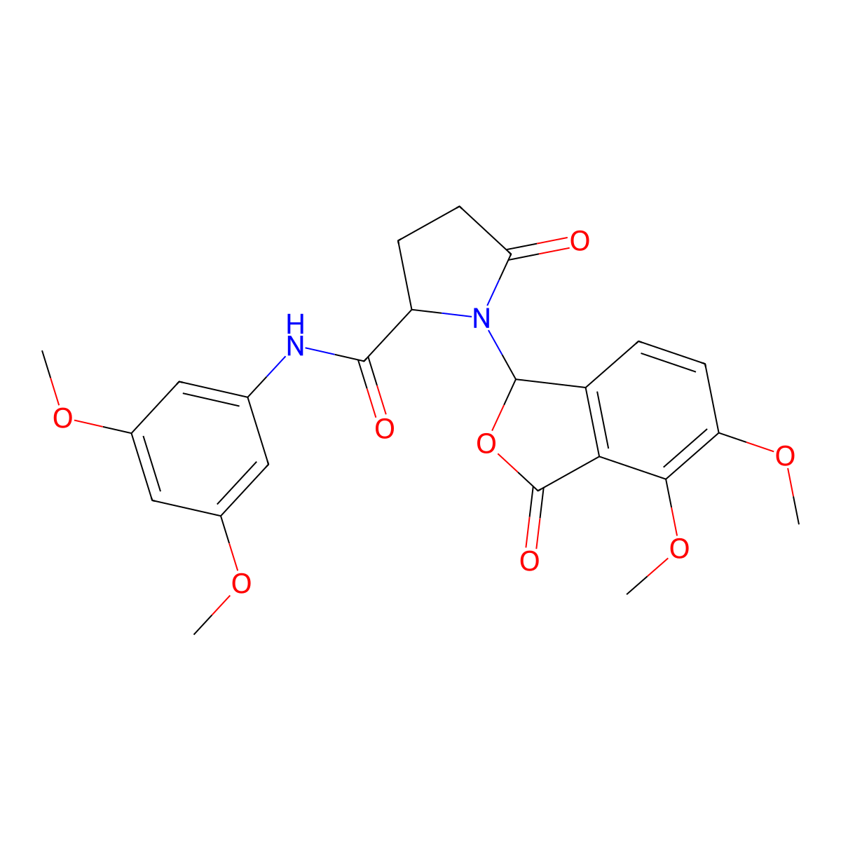 (2S)-1-(4,5-dimethoxy-3-oxo-1H-2-benzofuran-1-yl)-N-(3,5-dimethoxyphenyl)-5-oxopyrrolidine-2-carboxamide molecular structure, CAS 1013755-26-4