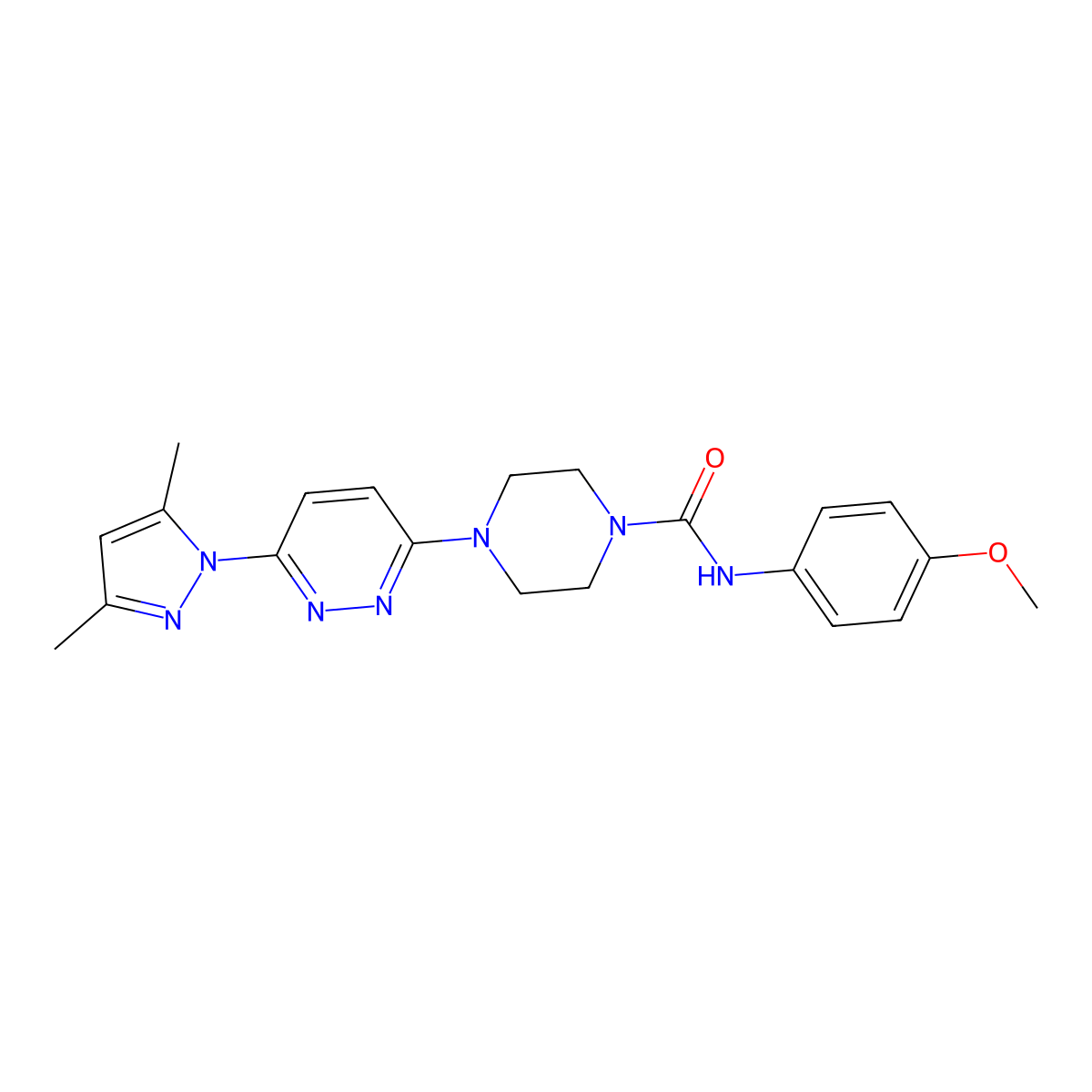 4-(6-(3,5-dimethyl-1H-pyrazol-1-yl)pyridazin-3-yl)-N-(4-methoxyphenyl)piperazine-1-carboxamide molecular structure, CAS 1013755-53-7