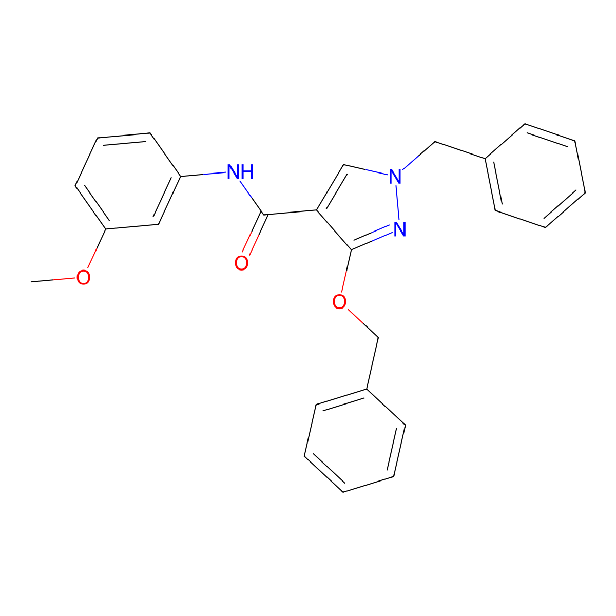 1-benzyl-3-(benzyloxy)-N-(3-methoxyphenyl)-1H-pyrazole-4-carboxamide molecular structure, CAS 1013755-54-8