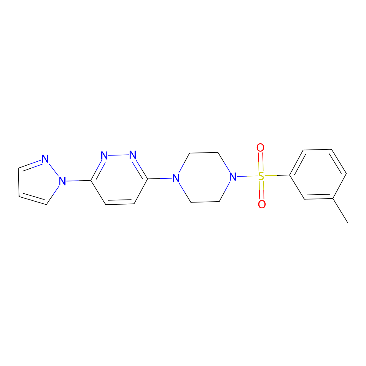 3-[4-(3-methylbenzenesulfonyl)piperazin-1-yl]-6-(1H-pyrazol-1-yl)pyridazine molecular structure, CAS 1013755-63-9