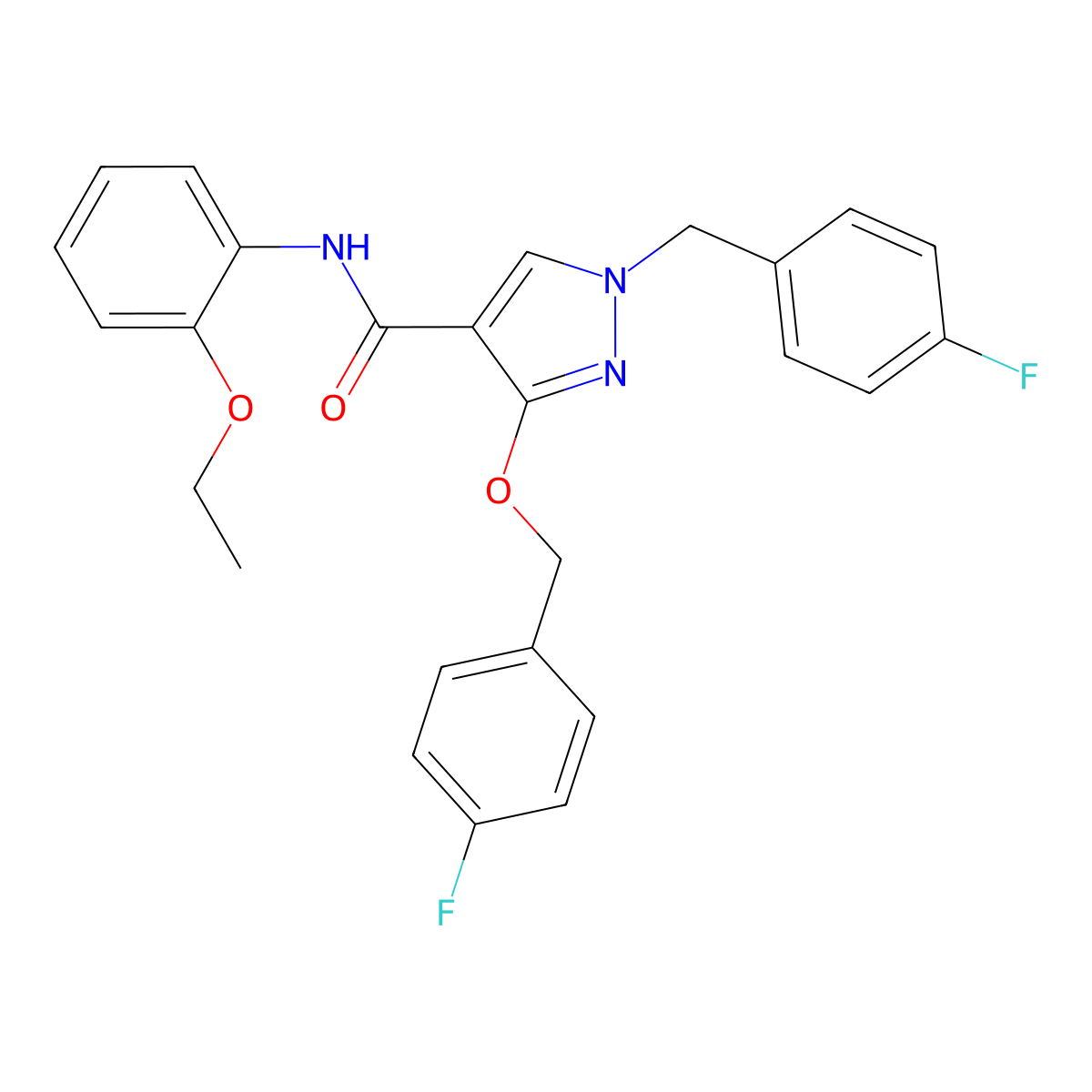 N-(2-ethoxyphenyl)-1-(4-fluorobenzyl)-3-((4-fluorobenzyl)oxy)-1H-pyrazole-4-carboxamide molecular structure, CAS 1013755-68-4