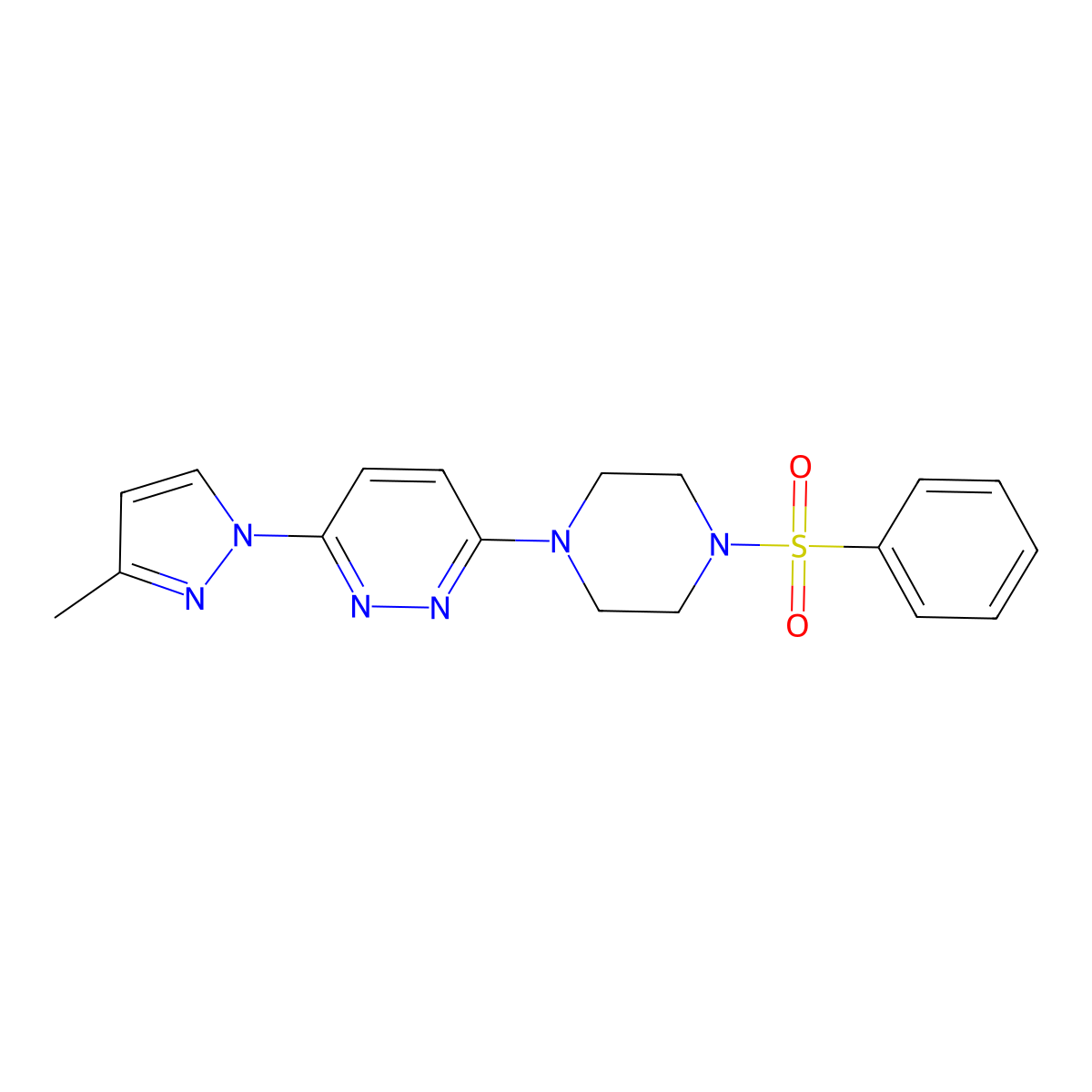 3-(3-methyl-1H-pyrazol-1-yl)-6-(4-(phenylsulfonyl)piperazin-1-yl)pyridazine molecular structure, CAS 1013755-87-7
