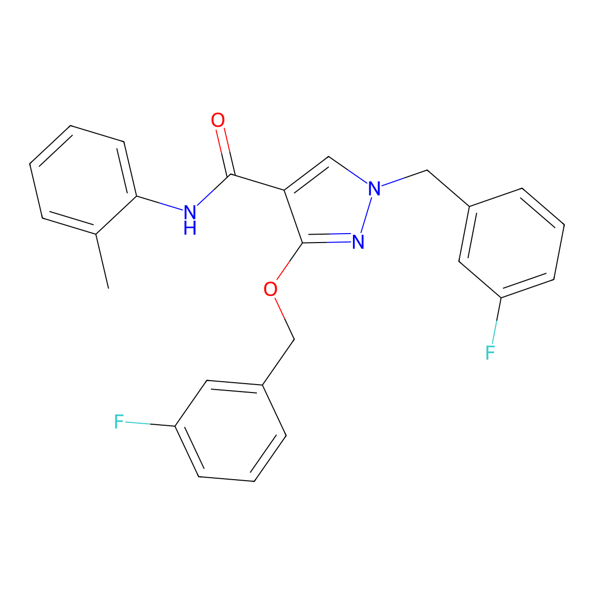 1-(3-fluorobenzyl)-3-((3-fluorobenzyl)oxy)-N-(o-tolyl)-1H-pyrazole-4-carboxamide molecular structure, CAS 1013755-90-2