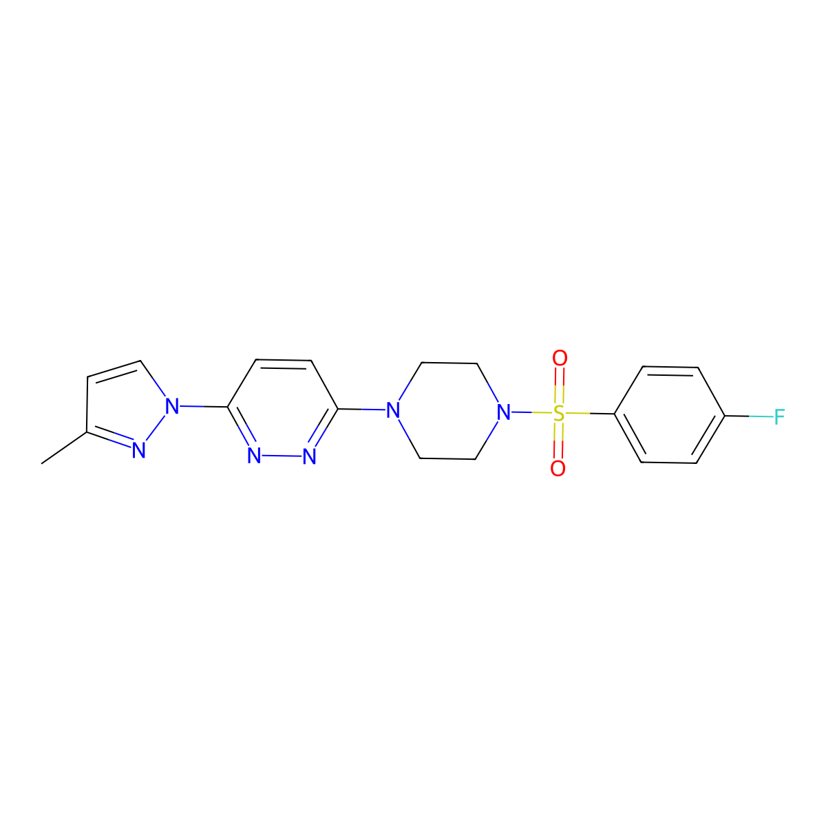 3-(4-((4-fluorophenyl)sulfonyl)piperazin-1-yl)-6-(3-methyl-1H-pyrazol-1-yl)pyridazine molecular structure, CAS 1013756-15-4