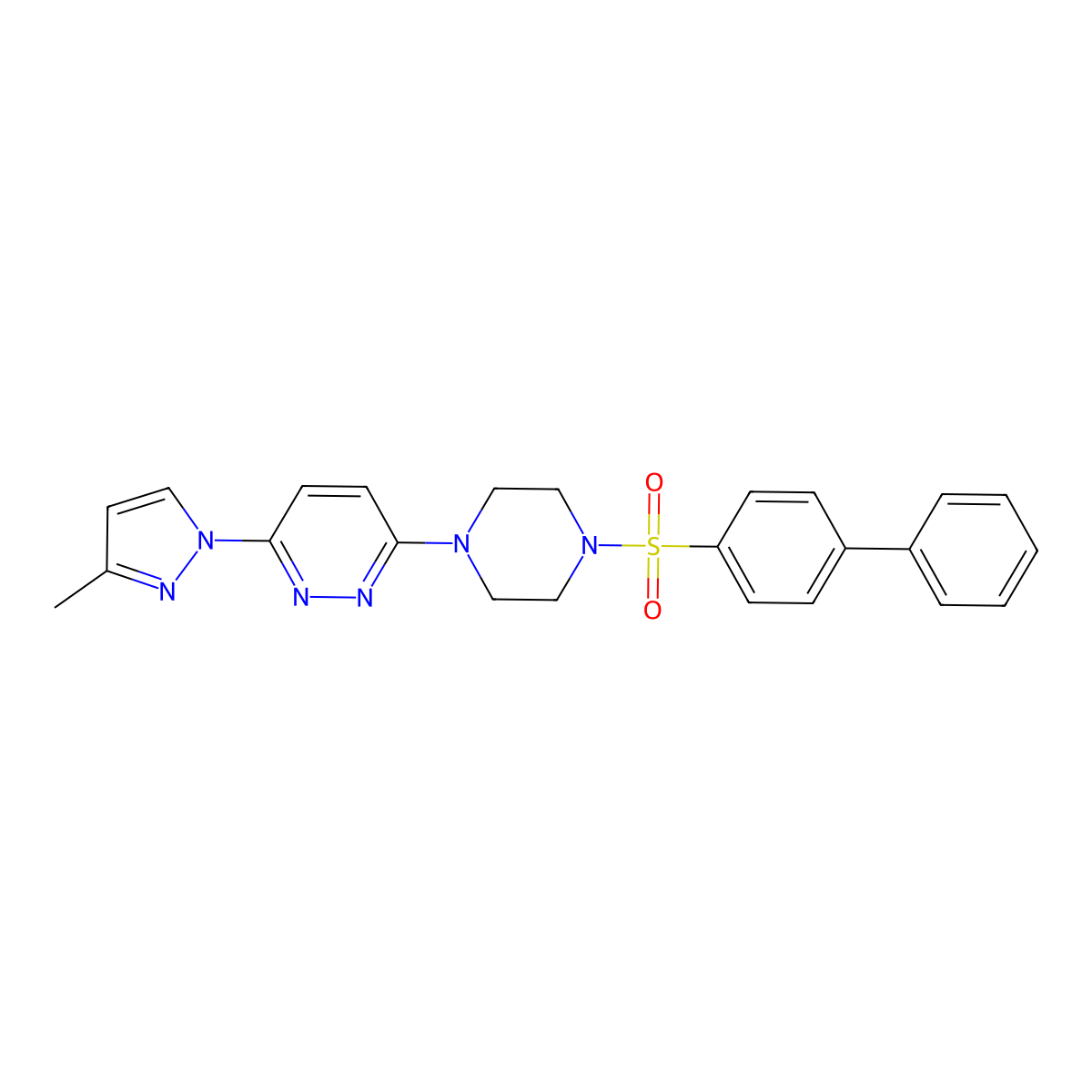 3-(4-([1,1'-biphenyl]-4-ylsulfonyl)piperazin-1-yl)-6-(3-methyl-1H-pyrazol-1-yl)pyridazine molecular structure, CAS 1013756-30-3