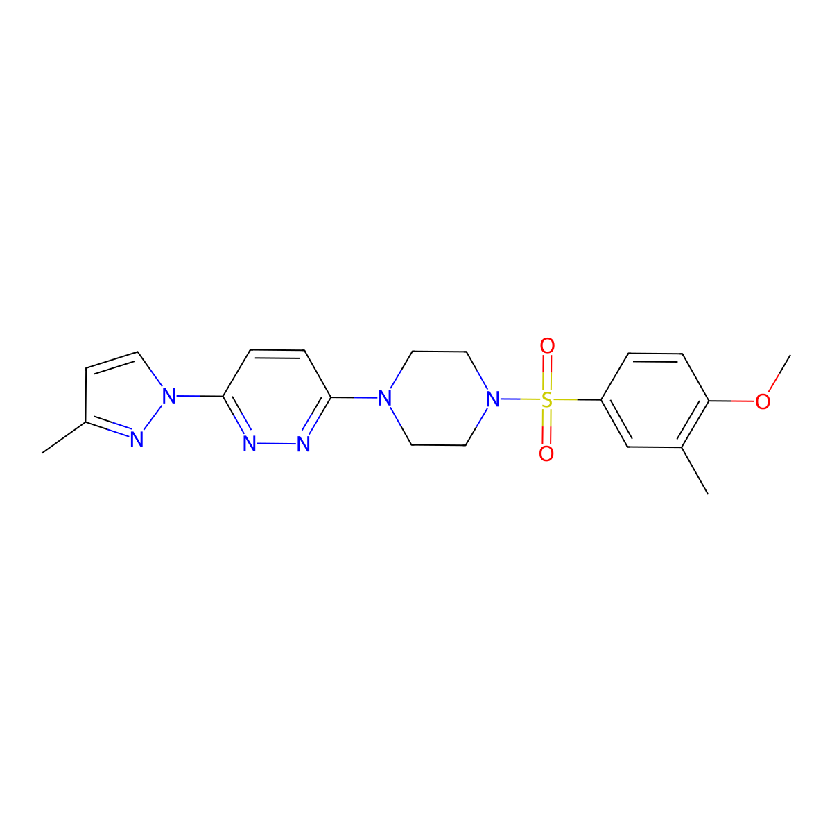 3-(4-((4-methoxy-3-methylphenyl)sulfonyl)piperazin-1-yl)-6-(3-methyl-1H-pyrazol-1-yl)pyridazine molecular structure, CAS 1013756-48-3