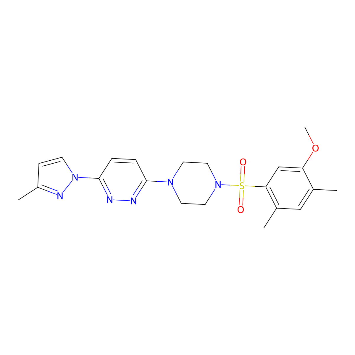3-(4-((5-methoxy-2,4-dimethylphenyl)sulfonyl)piperazin-1-yl)-6-(3-methyl-1H-pyrazol-1-yl)pyridazine molecular structure, CAS 1013756-55-2