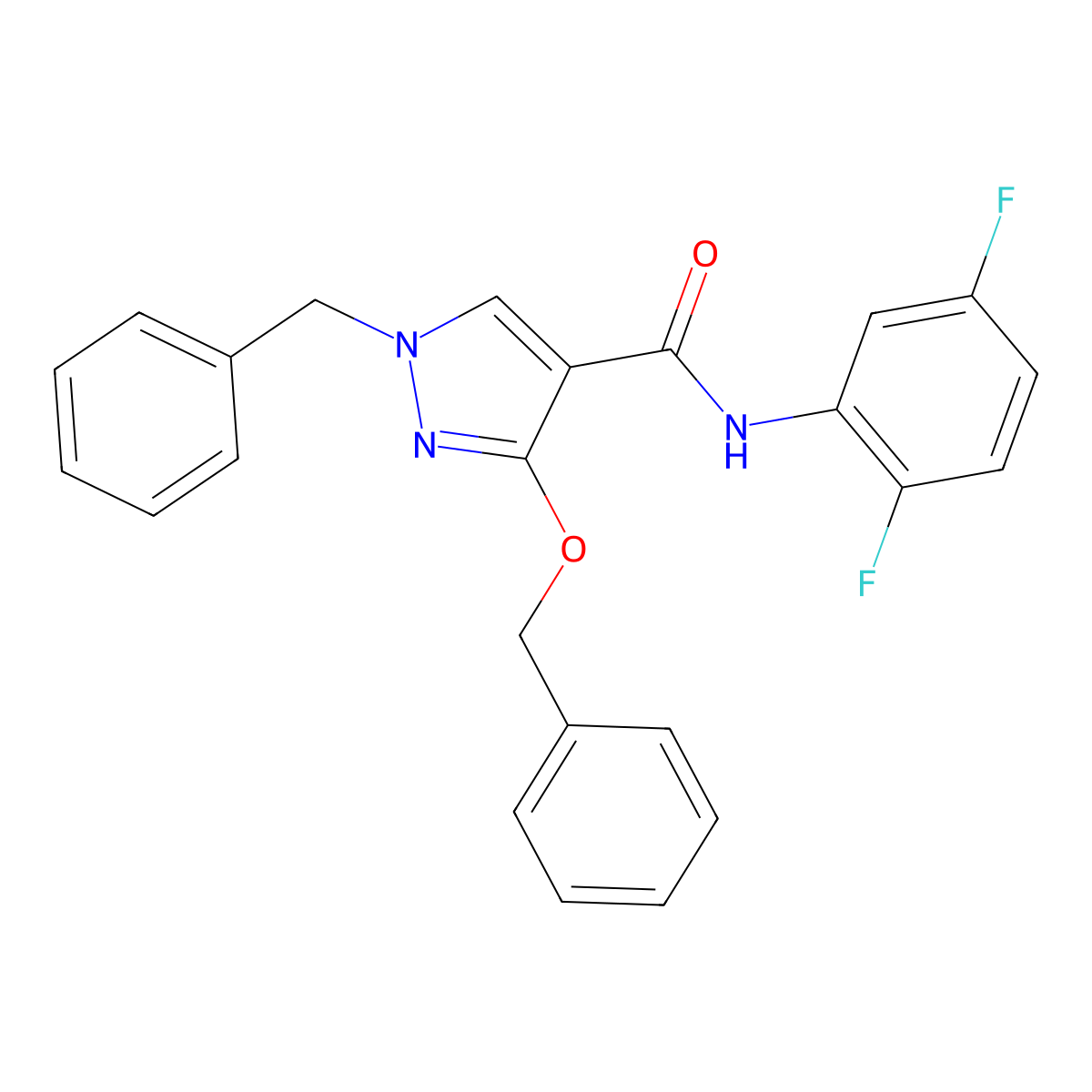 1-benzyl-3-(benzyloxy)-N-(2,5-difluorophenyl)-1H-pyrazole-4-carboxamide molecular structure, CAS 1013756-79-0