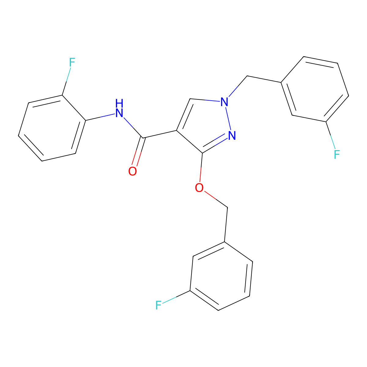 1-(3-fluorobenzyl)-3-((3-fluorobenzyl)oxy)-N-(2-fluorophenyl)-1H-pyrazole-4-carboxamide molecular structure, CAS 1013757-04-4