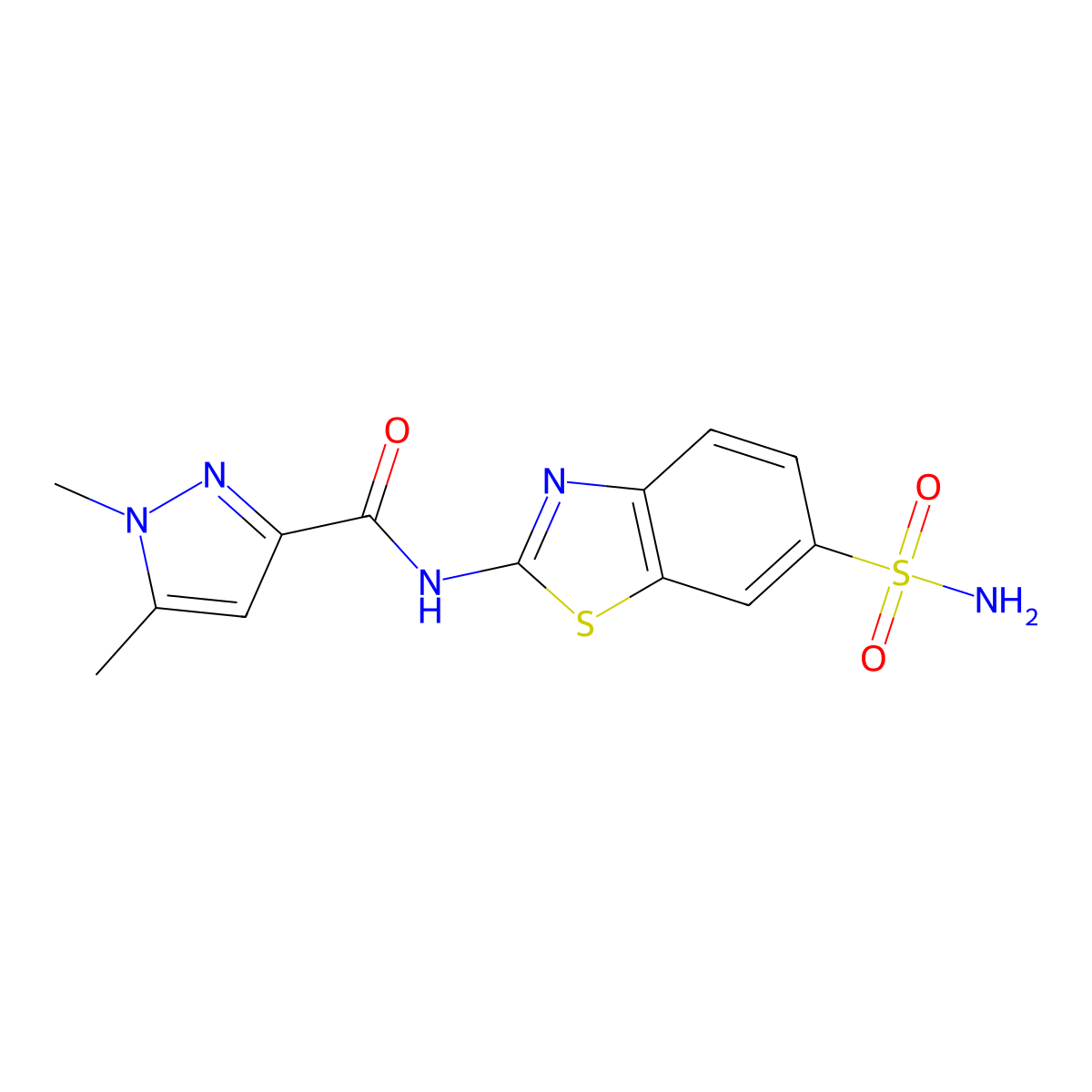 1,5-dimethyl-N-(6-sulfamoylbenzo[d]thiazol-2-yl)-1H-pyrazole-3-carboxamide molecular structure, CAS 1013757-27-1