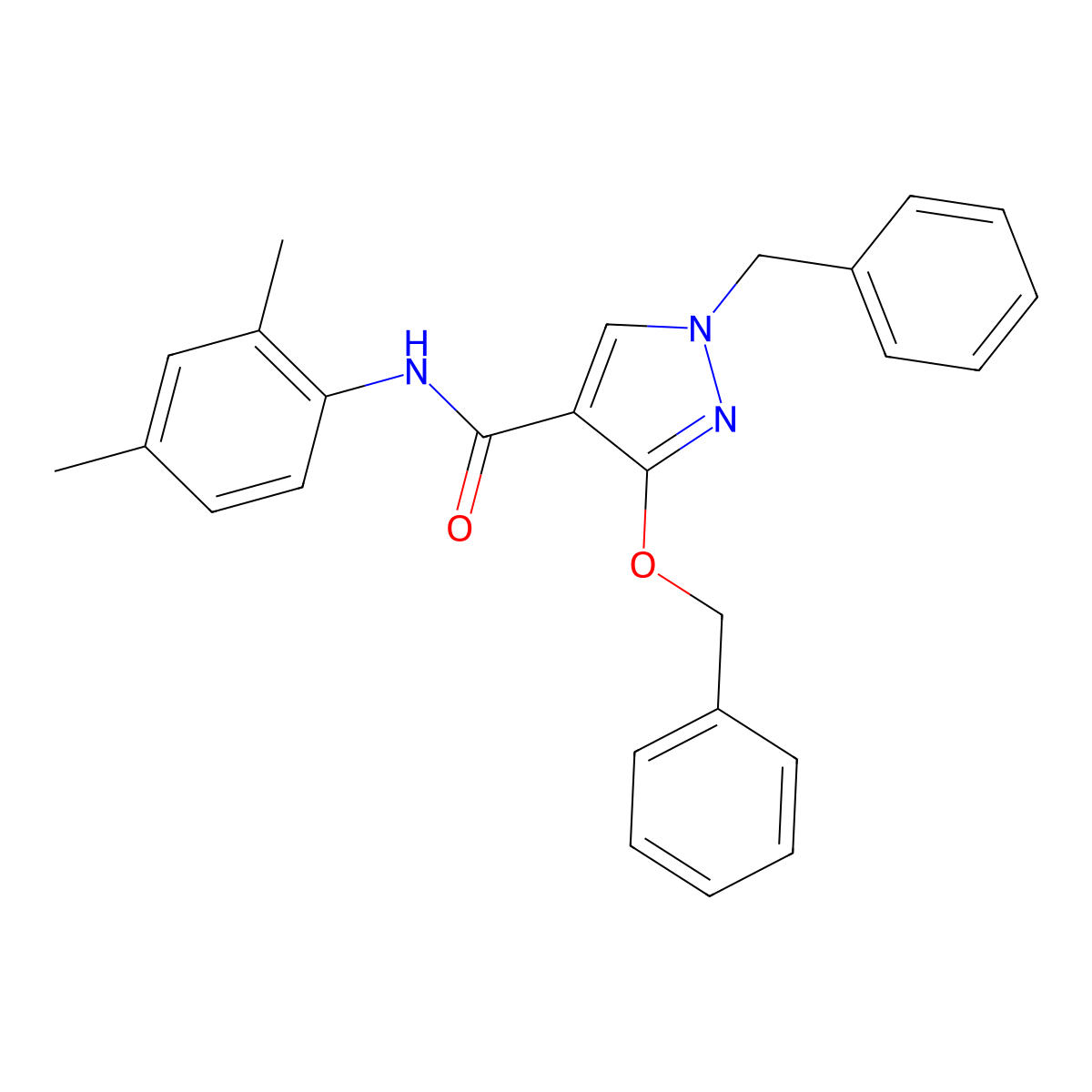 1-benzyl-3-(benzyloxy)-N-(2,4-dimethylphenyl)-1H-pyrazole-4-carboxamide molecular structure, CAS 1013757-44-2