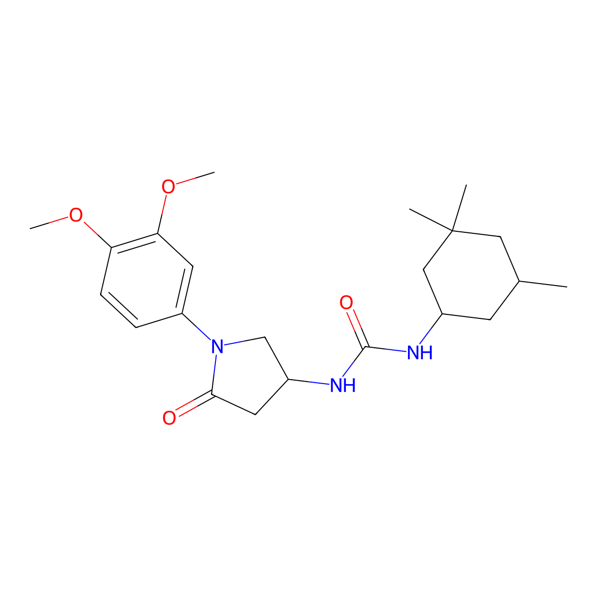 1-(1-(3,4-Dimethoxyphenyl)-5-oxopyrrolidin-3-yl)-3-(3,3,5-trimethylcyclohexyl)urea molecular structure, CAS 1013757-54-4