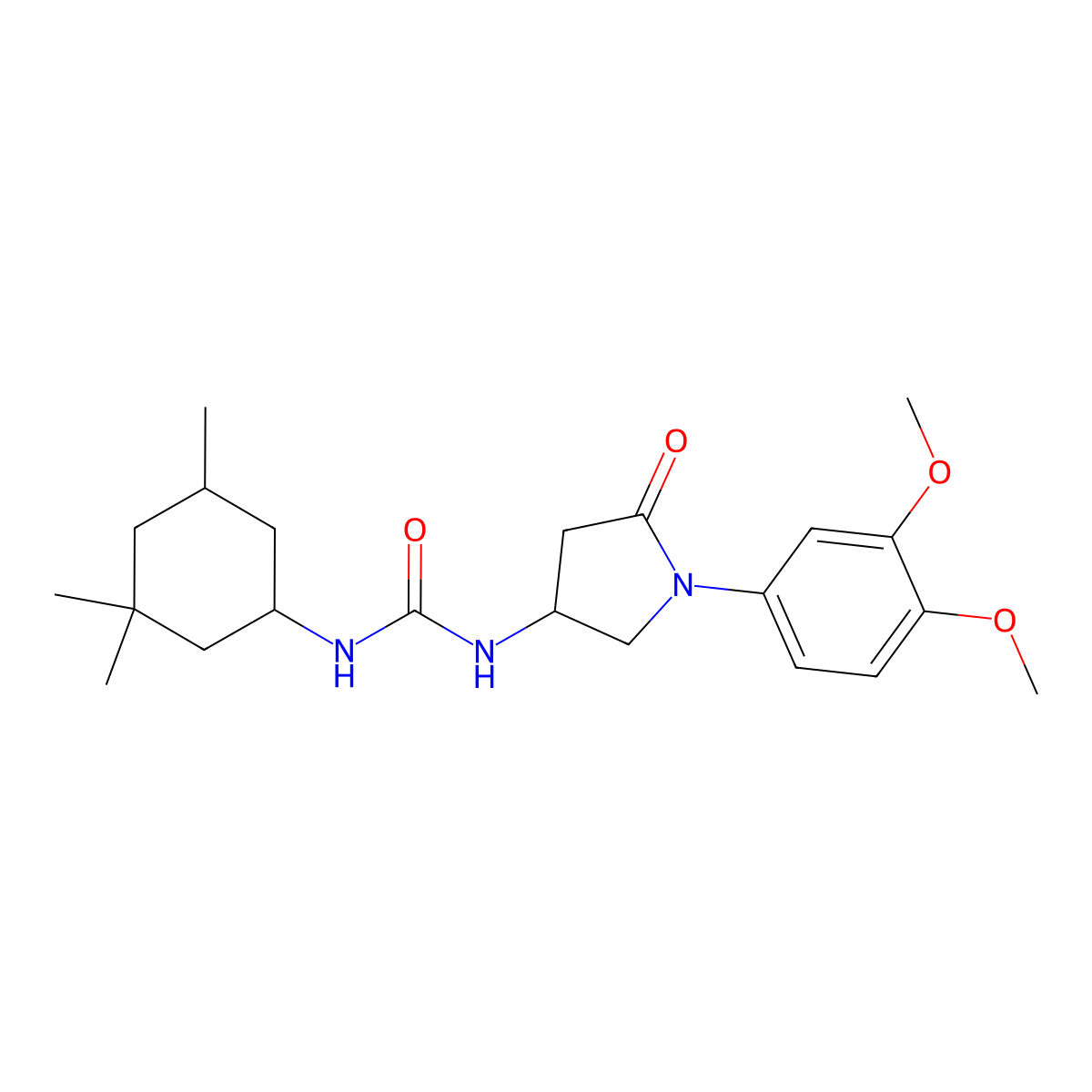1-(1-(3,4-Dimethoxyphenyl)-5-oxopyrrolidin-3-yl)-3-(3,3,5-trimethylcyclohexyl)urea molecular structure, CAS 1013757-54-4