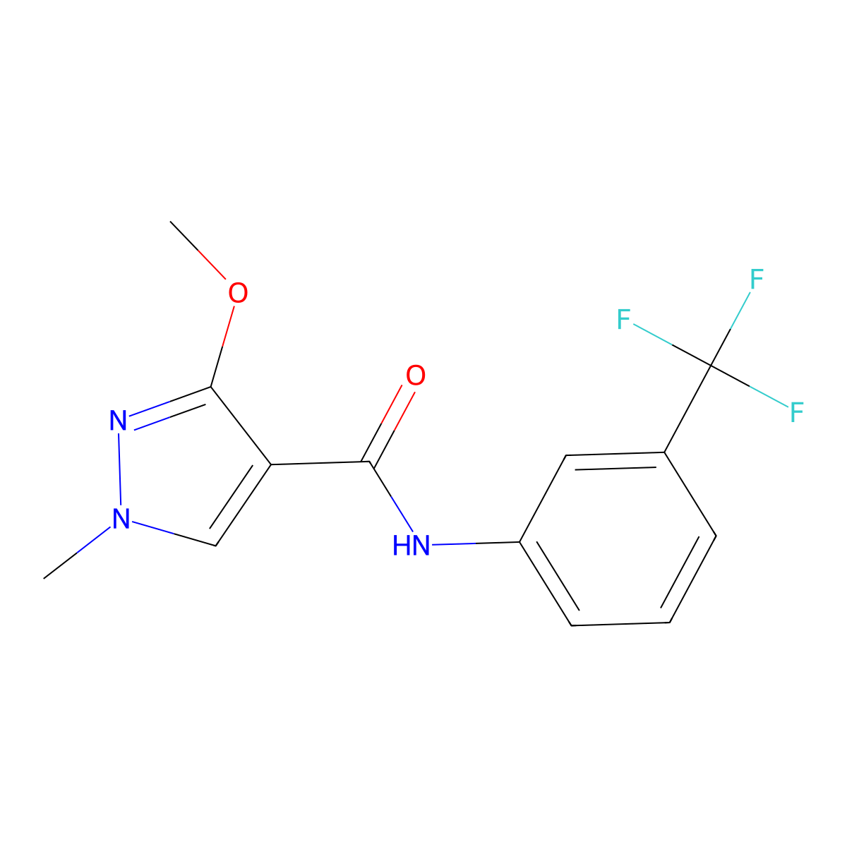 3-methoxy-1-methyl-N-(3-(trifluoromethyl)phenyl)-1H-pyrazole-4-carboxamide molecular structure, CAS 1013757-67-9
