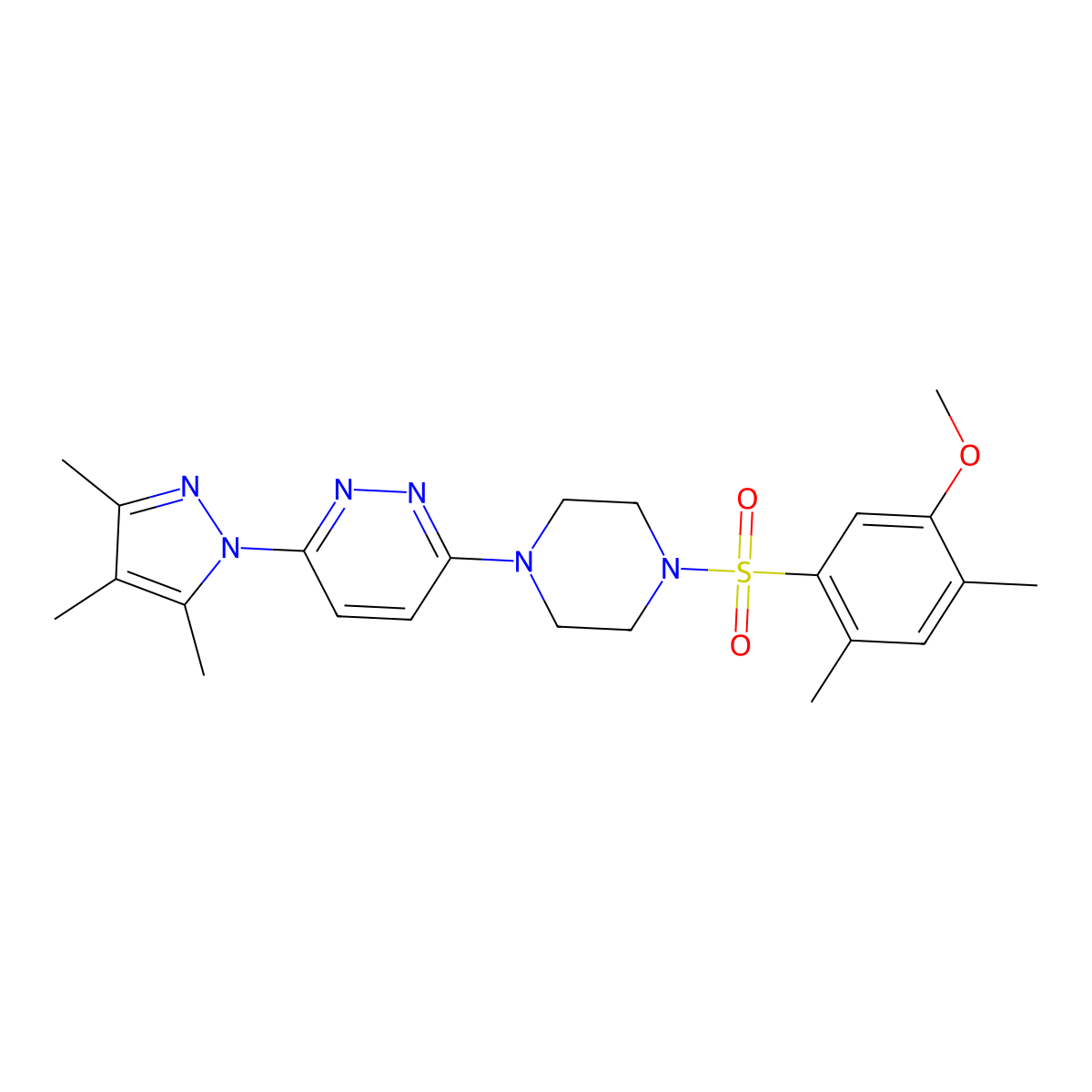 3-(4-((5-methoxy-2,4-dimethylphenyl)sulfonyl)piperazin-1-yl)-6-(3,4,5-trimethyl-1H-pyrazol-1-yl)pyridazine molecular structure, CAS 1013757-71-5